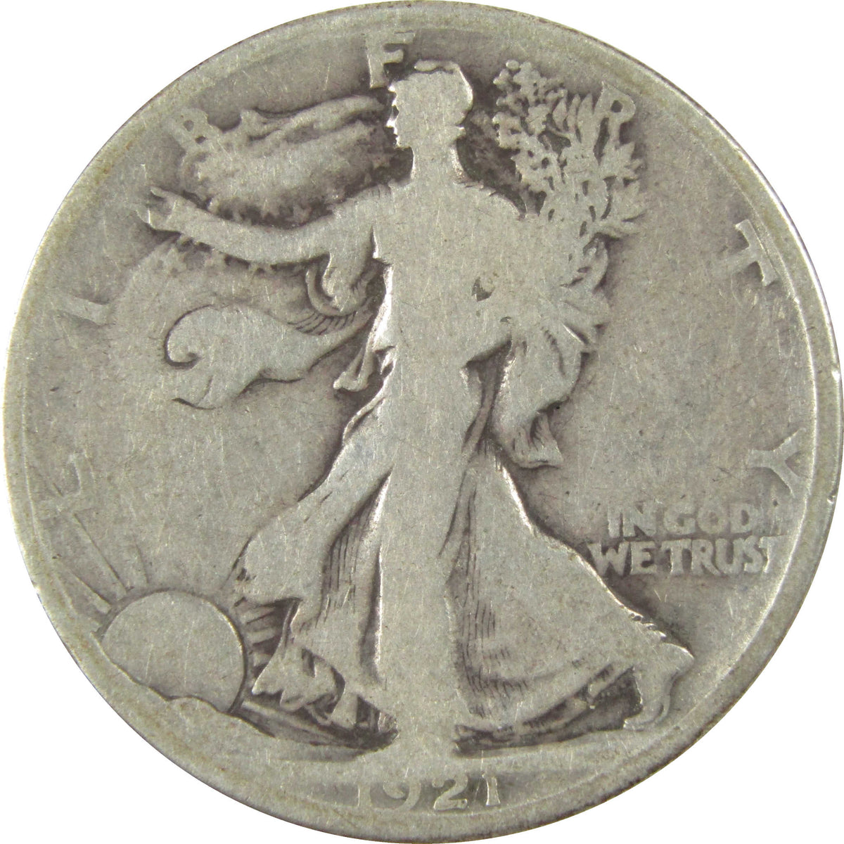 1921 D Liberty Walking Silver Half Dollar VG Very Good Coin SKU:I28623