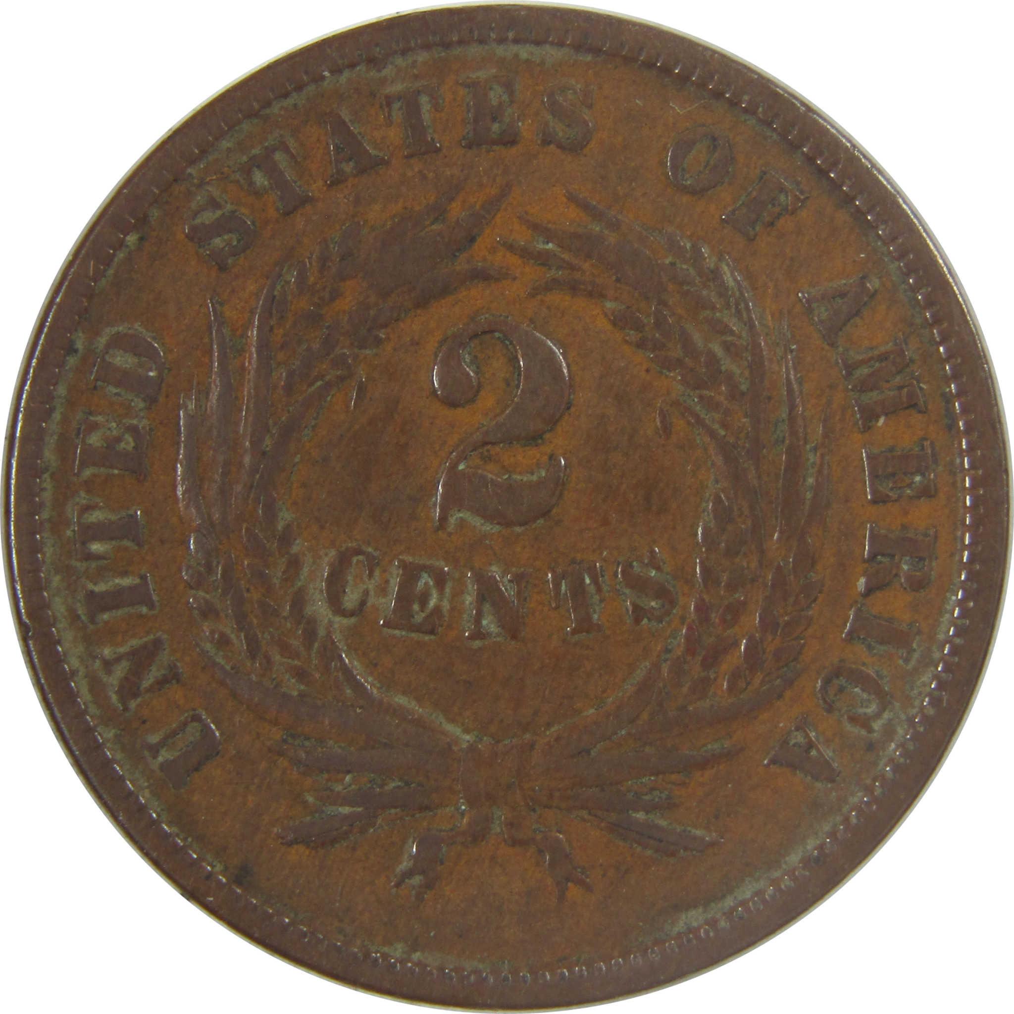 1864 Large Motto Two Cent Piece F Fine Details 2c Coin SKU:I24598