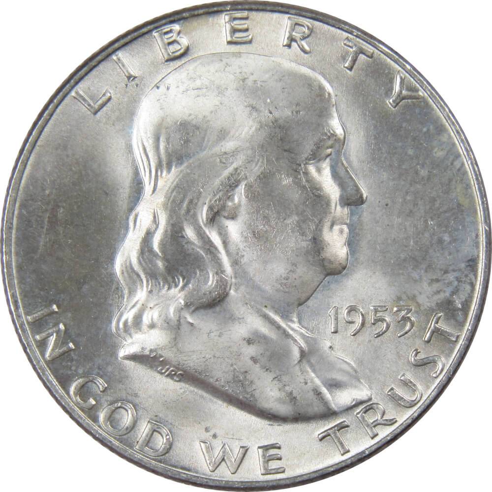 1953 D Franklin Half Dollar AU About Uncirculated Silver 50c Coin