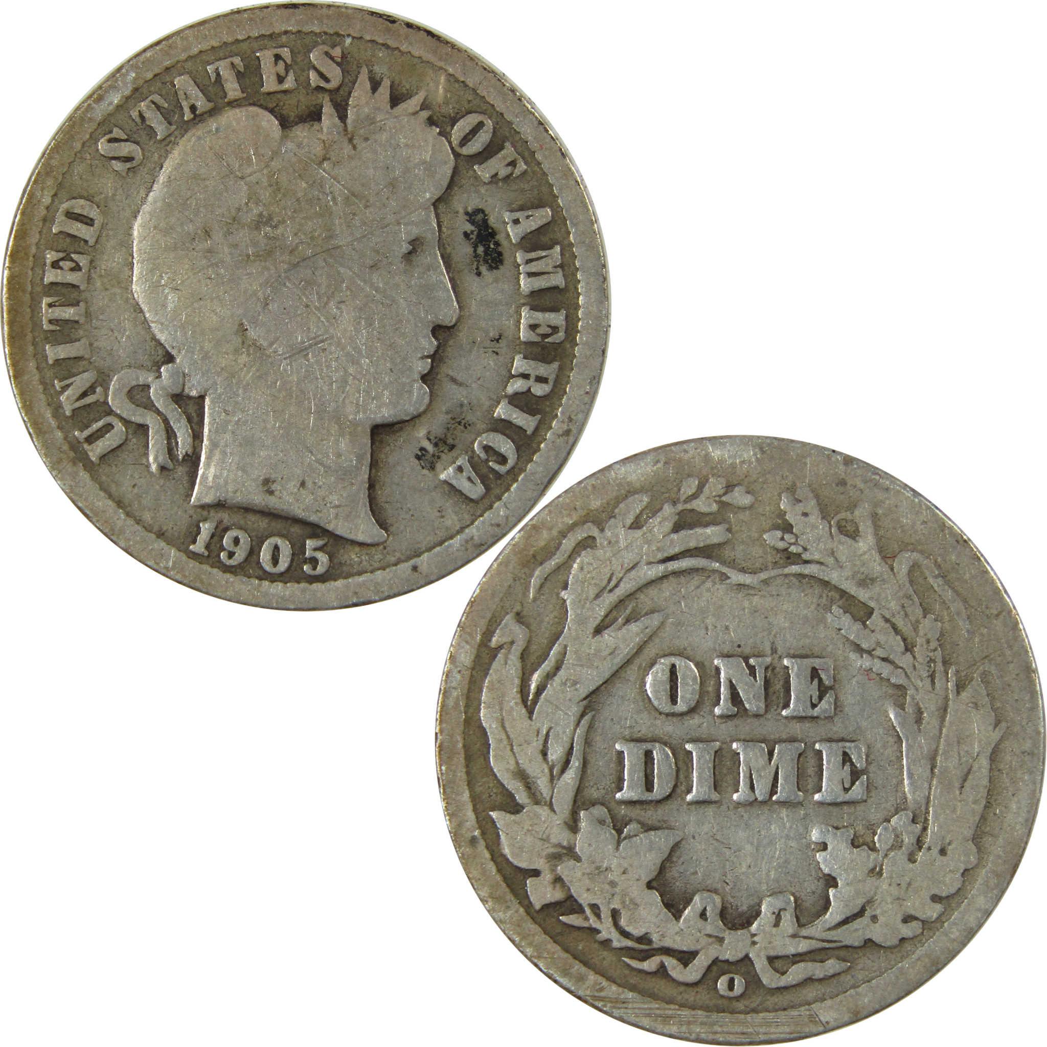 1905 O Micro O Barber Silver Dime G Good Details 10c Coin SKU:I26629