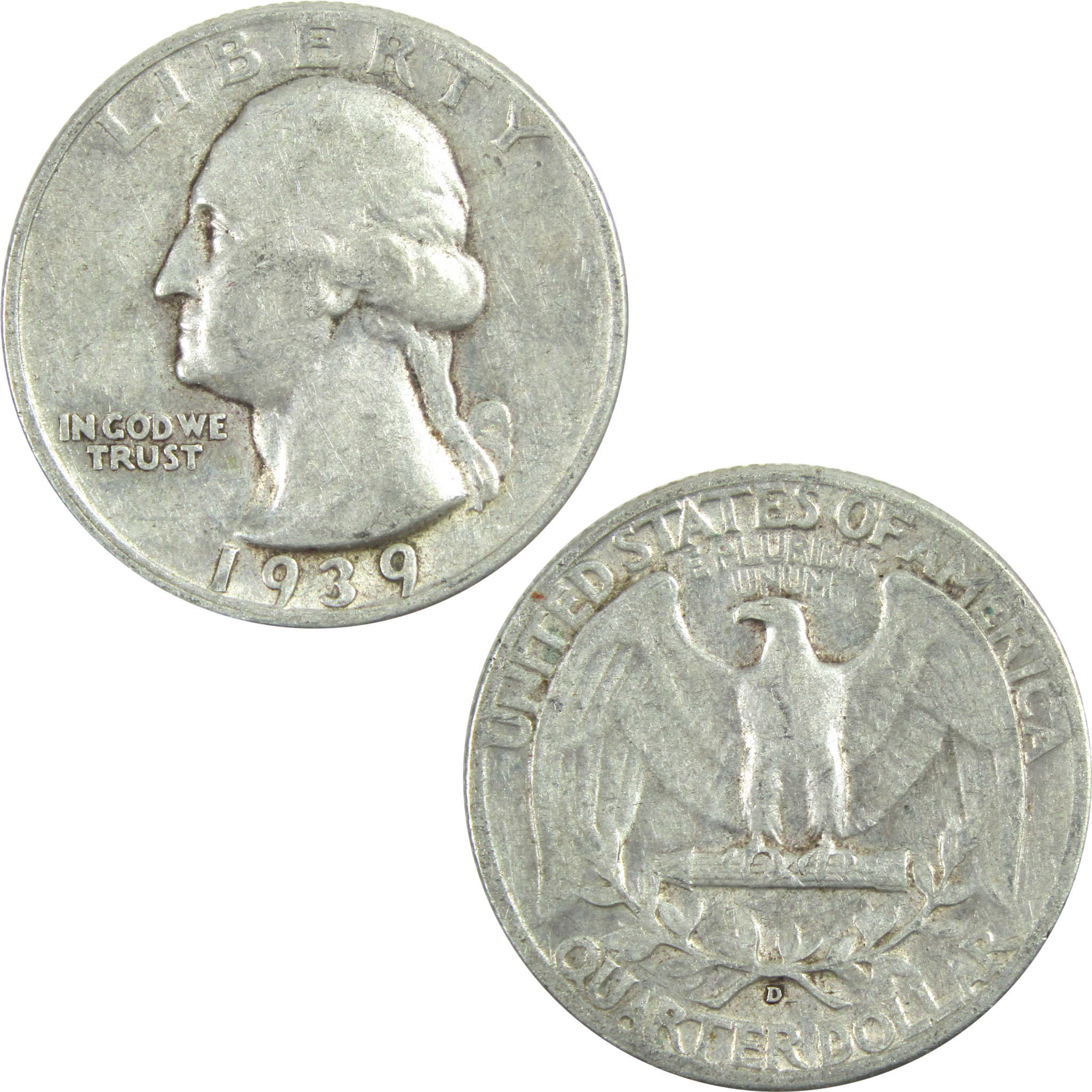 1939 D Washington Quarter XF EF Extremely Fine Silver 25c SKU:I14246