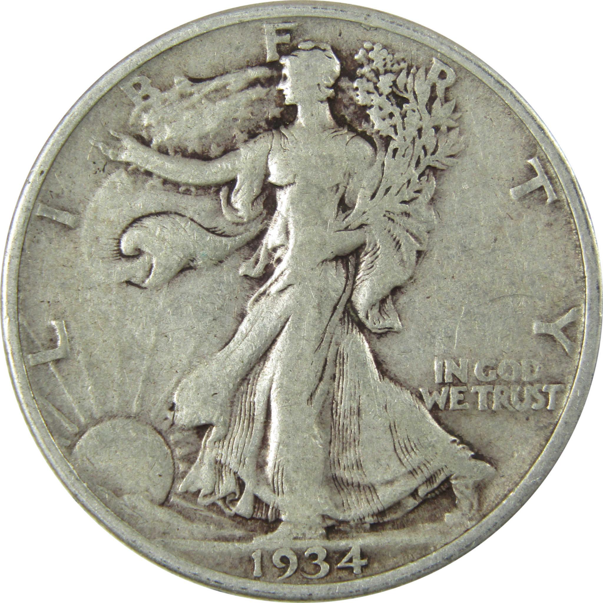 1934 Liberty Walking Silver Half Dollar F Fine 50c Coin SKU:CP505