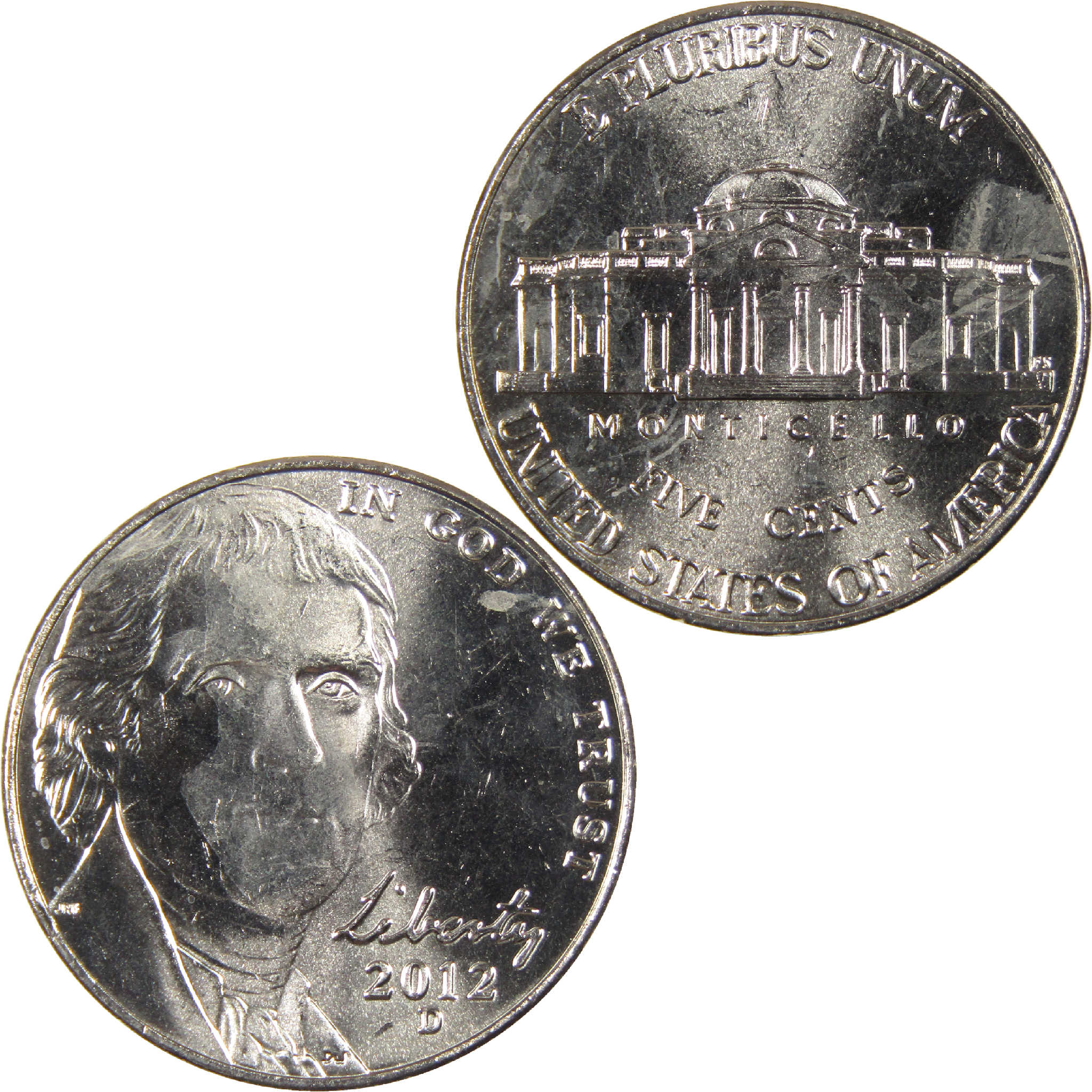 2012 D Jefferson Nickel Uncirculated 5c Coin