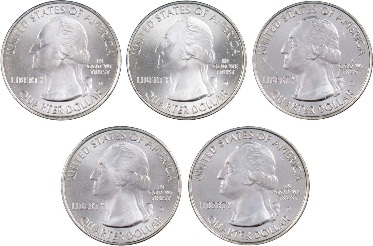 2015 D Quarter 5 Coin Set Clad Uncirculated Mint State 25c Collectible