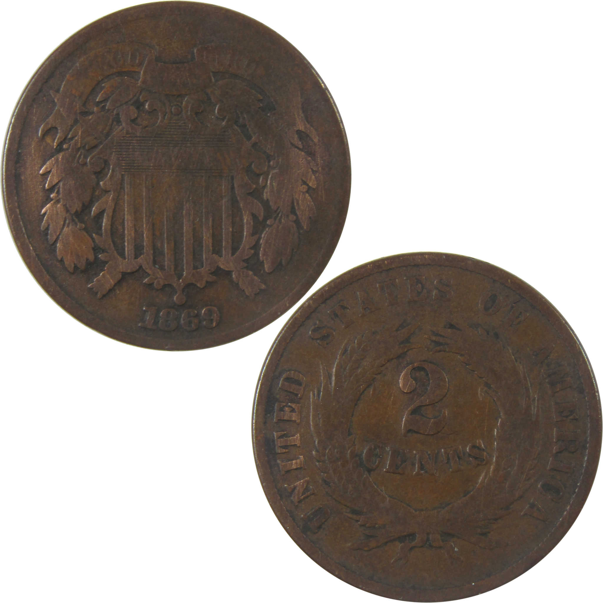 1869 Two Cent Piece G Good 2c Coin Collectible SKU:I24308