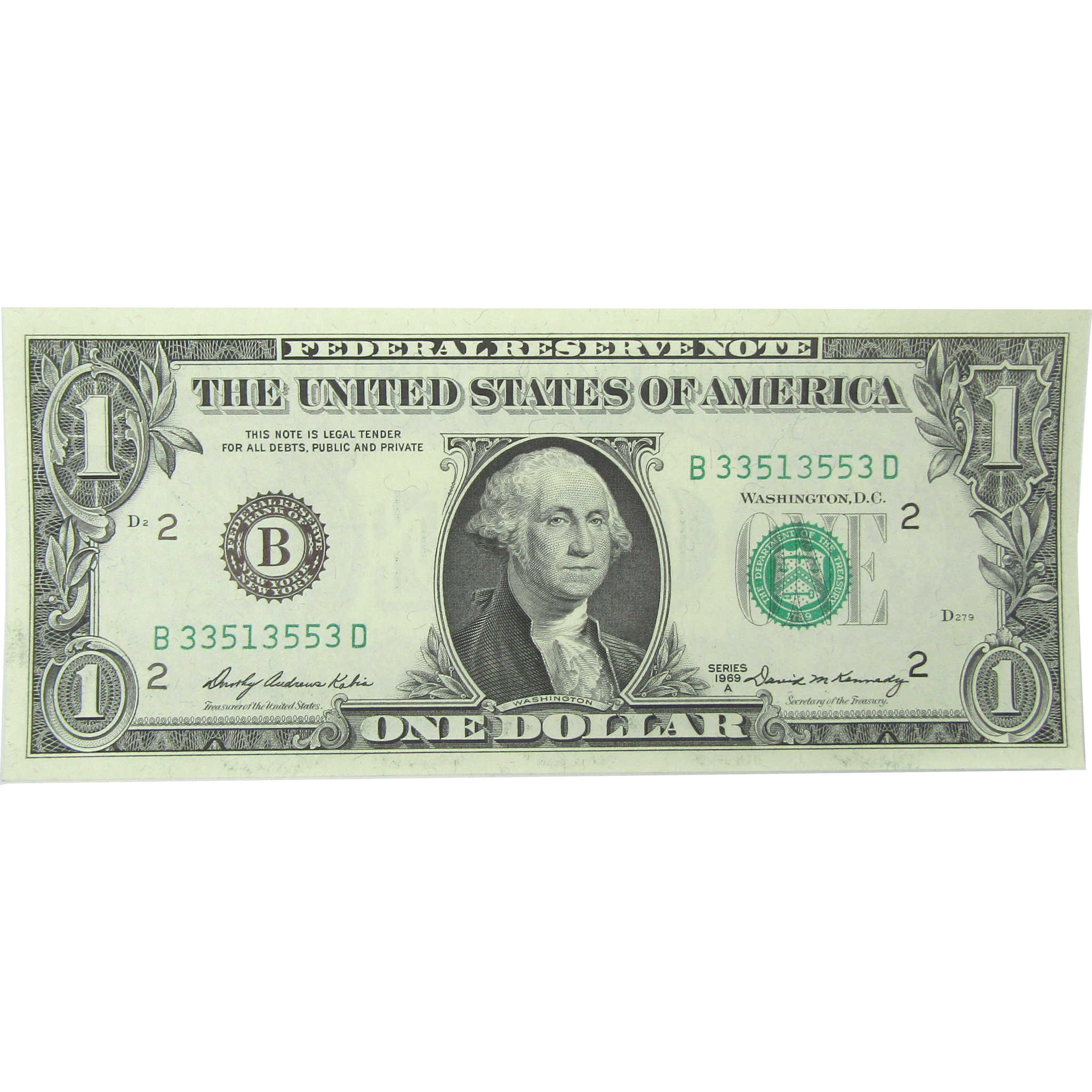 1969 A $1 Federal Reserve Note CCU Choice Crisp Uncirculated Currency