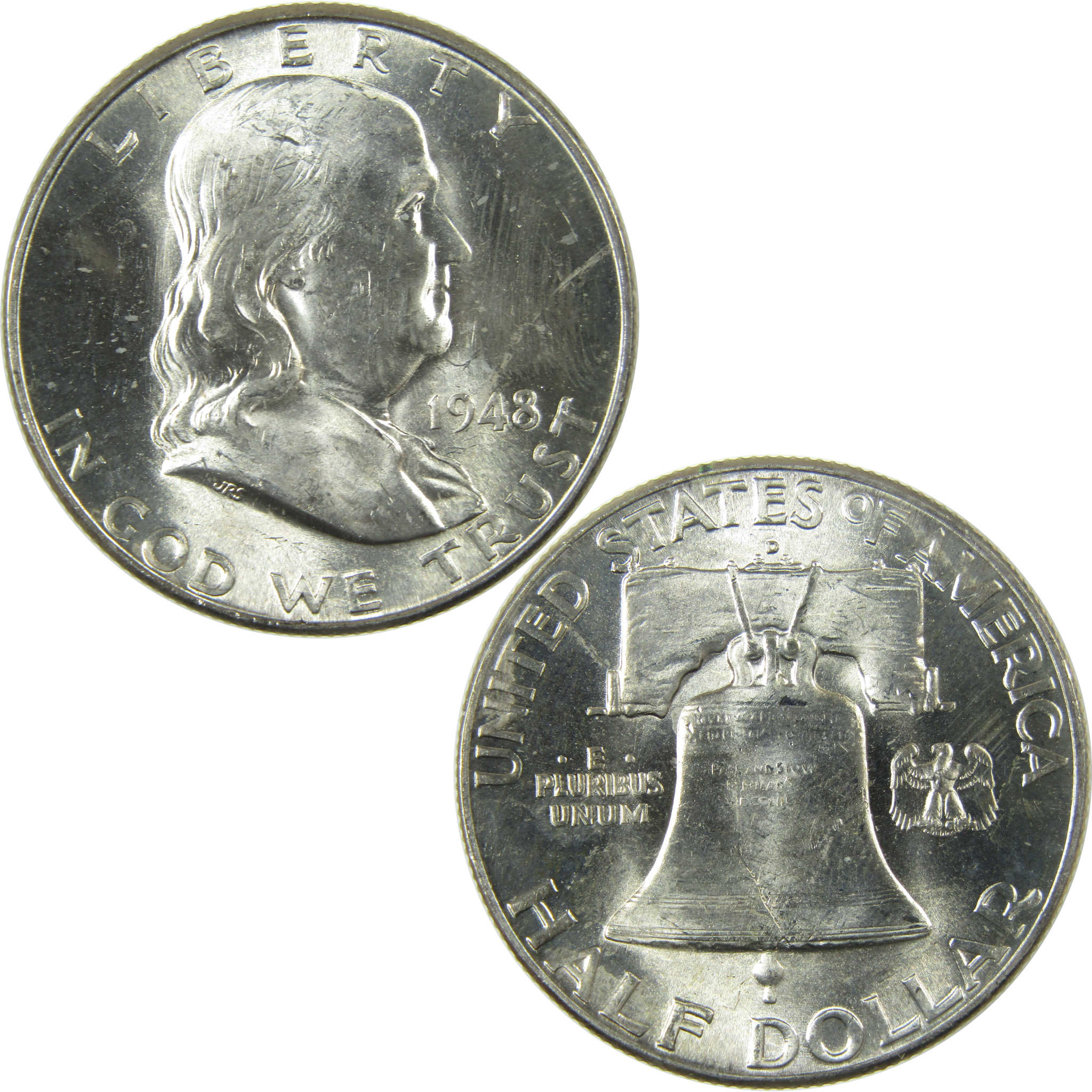 1948 D Franklin Silver Half Dollar Uncirculated Mint State SKU:I27833