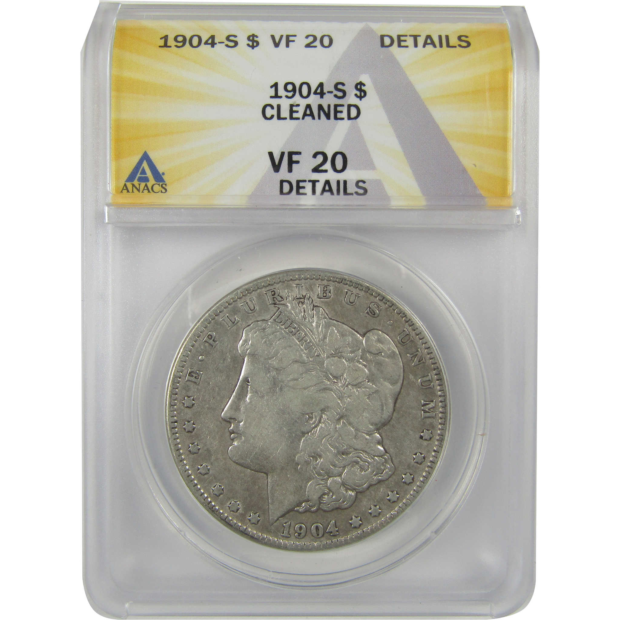 1904 S Morgan Dollar VF 20 Details ANACS Silver $1 Coin SKU:I21125 - Morgan coin - Morgan silver dollar - Morgan silver dollar for sale - Profile Coins &amp; Collectibles