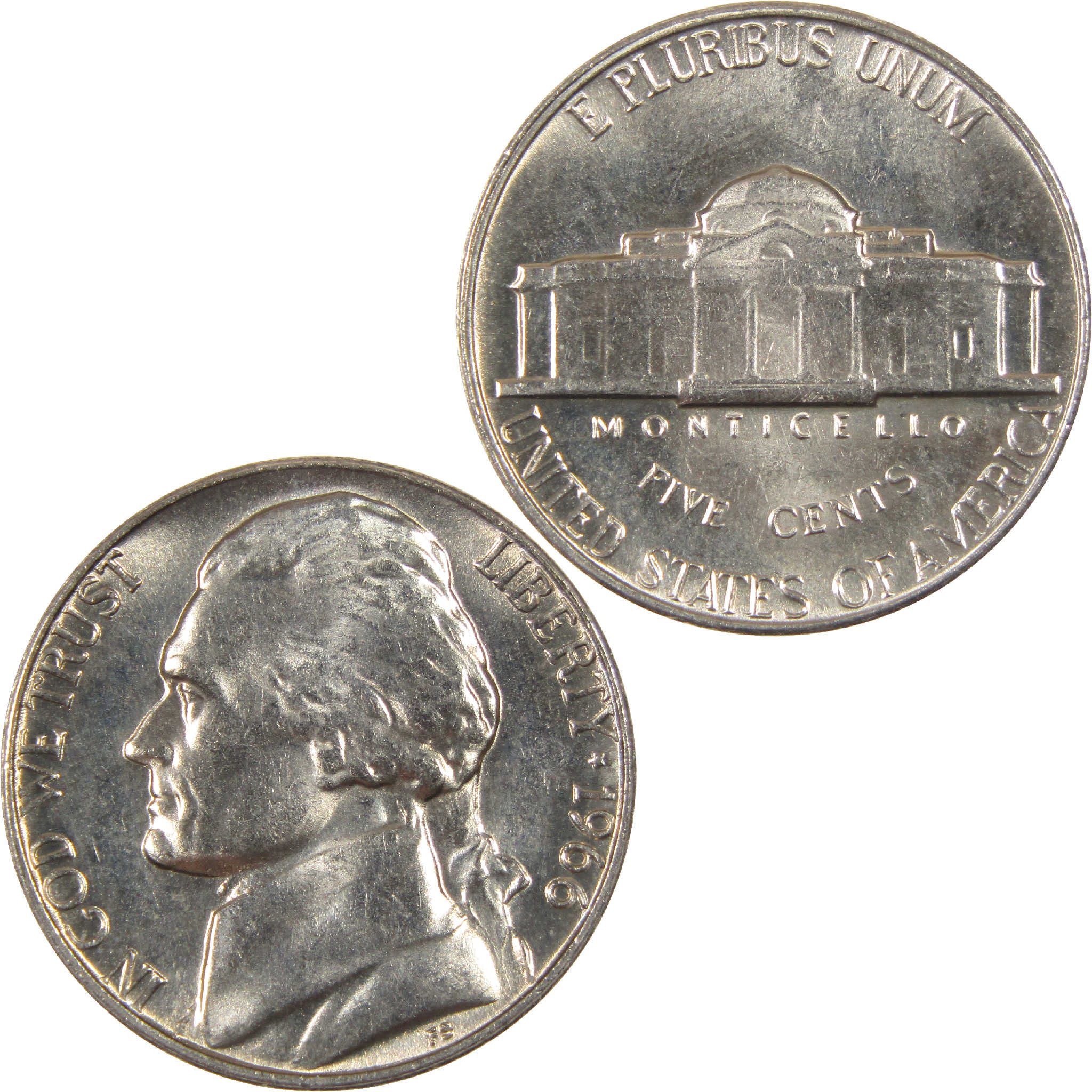 1966 SMS Jefferson Nickel Uncirculated 5c Coin