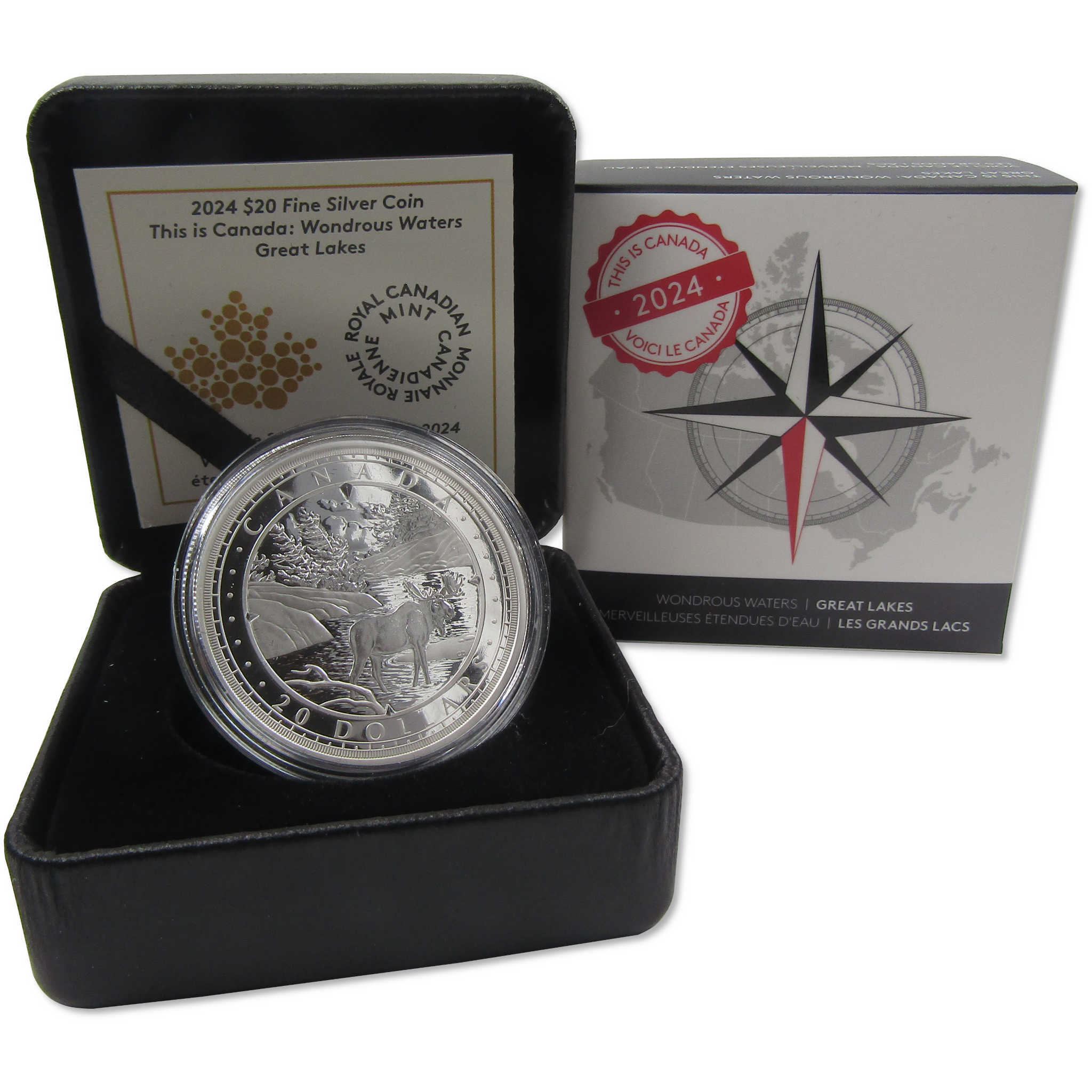 2024 Canadian Great Lakes 1 oz .9999 Silver Proof $20 COA SKU:OPC204