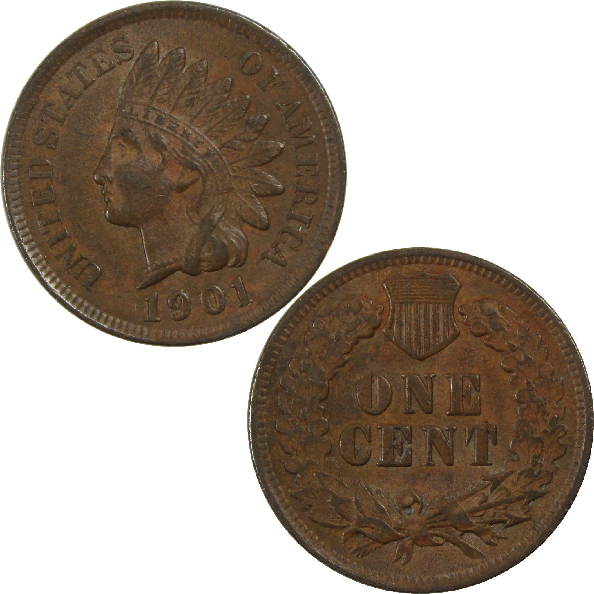 1901 Indian Head Cent XF EF Extremely Fine Penny 1c Coin SKU:I12562