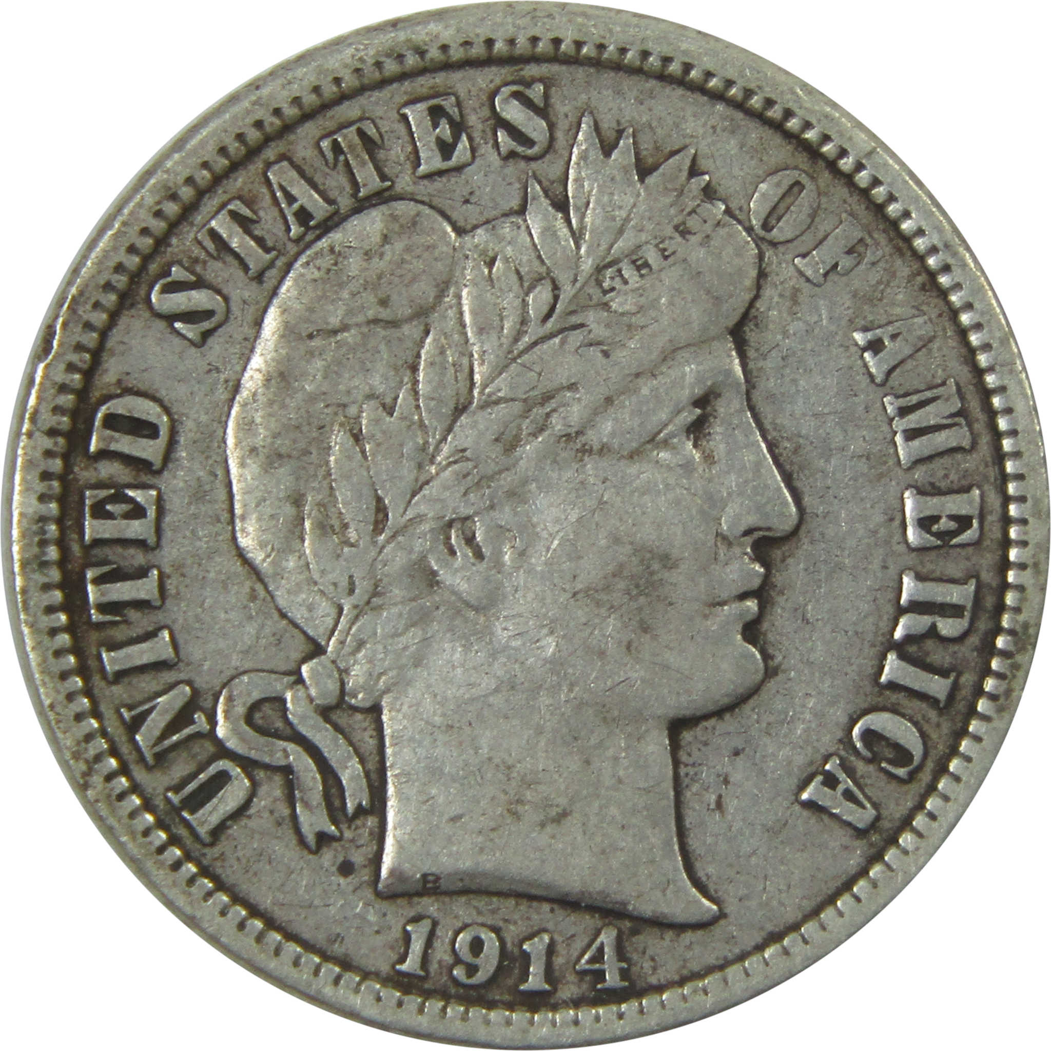 1914 D Barber Dime VF Very Fine Silver 10c Coin SKU:I15422