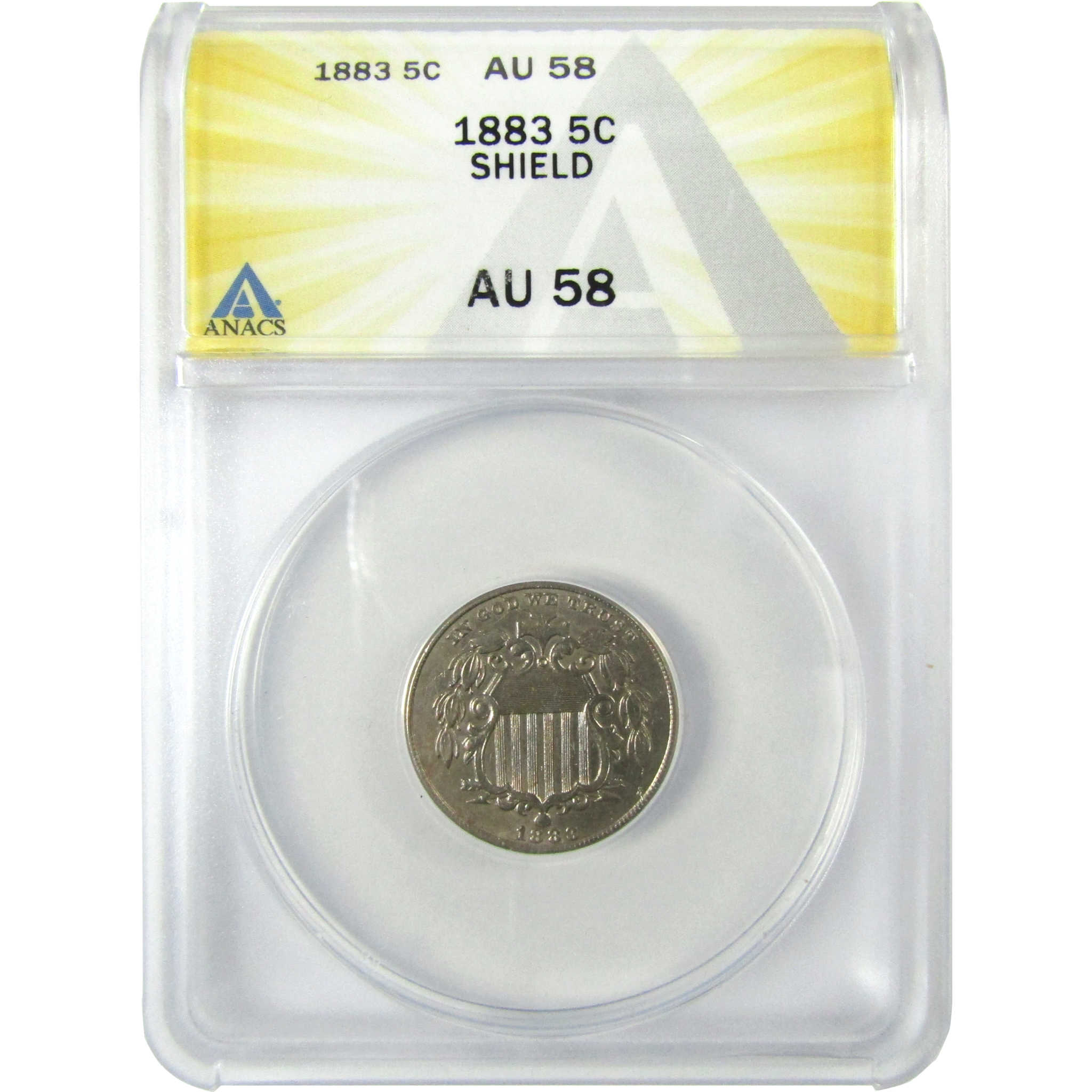 1883 Shield Nickel AU 58 ANACS 5c Coin Collectible SKU:CP196