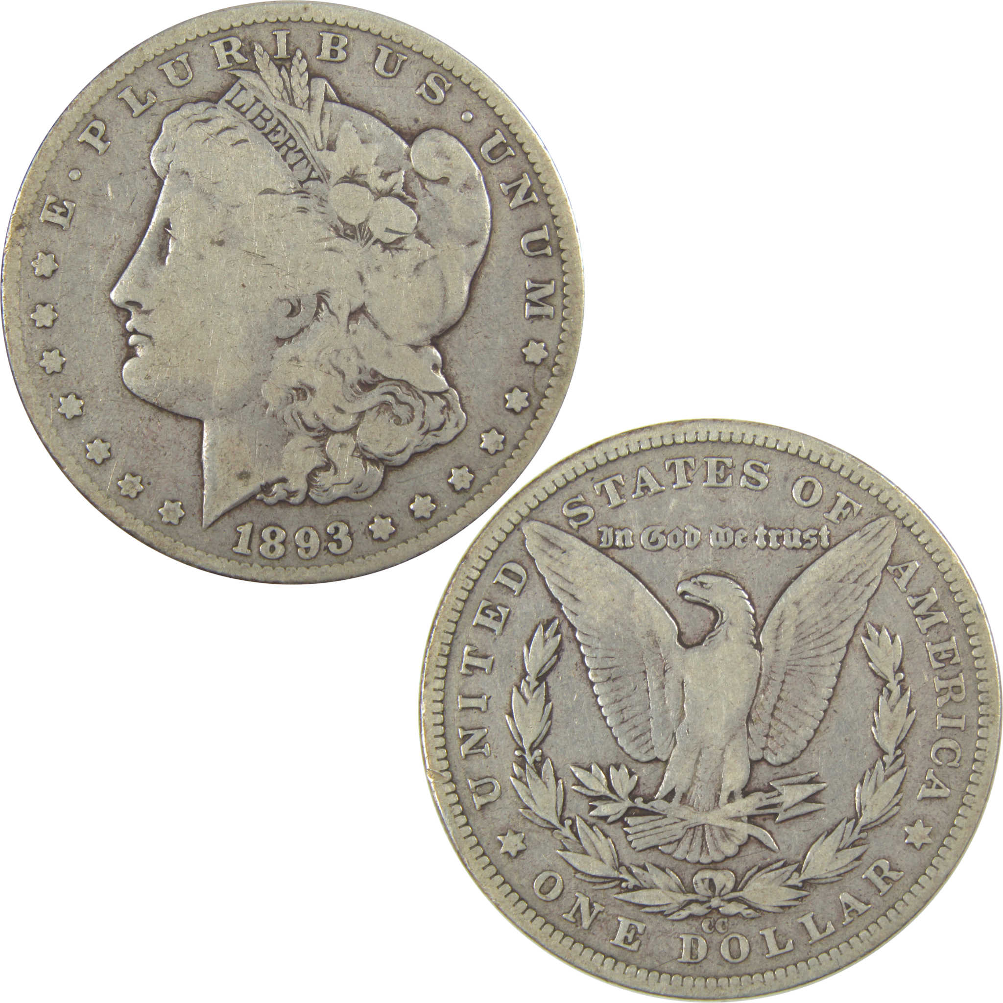 1893 CC Morgan Dollar VG Very Good Silver $1 Coin SKU:I19940 - Morgan coin - Morgan silver dollar - Morgan silver dollar for sale - Profile Coins &amp; Collectibles