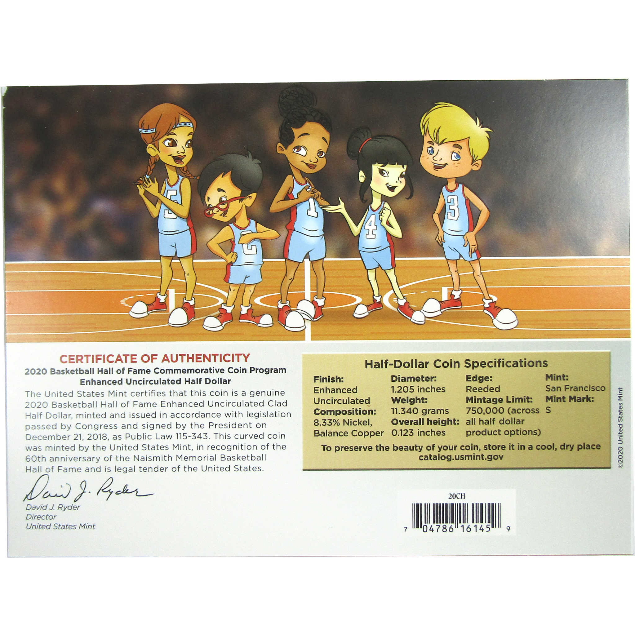 2020 Basketball Hall of Fame Kids Set Enhanced Uncirculated OGP COA