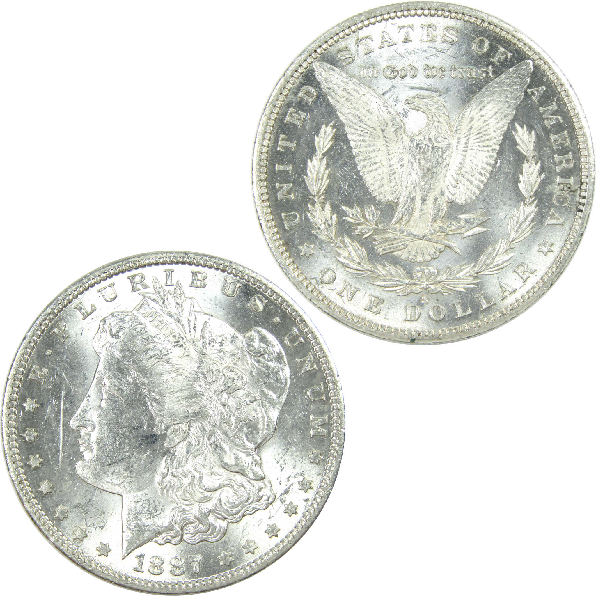 1887 S Morgan Dollar Uncirculated Silver $1 Coin SKU:I14262 - Morgan coin - Morgan silver dollar - Morgan silver dollar for sale - Profile Coins &amp; Collectibles