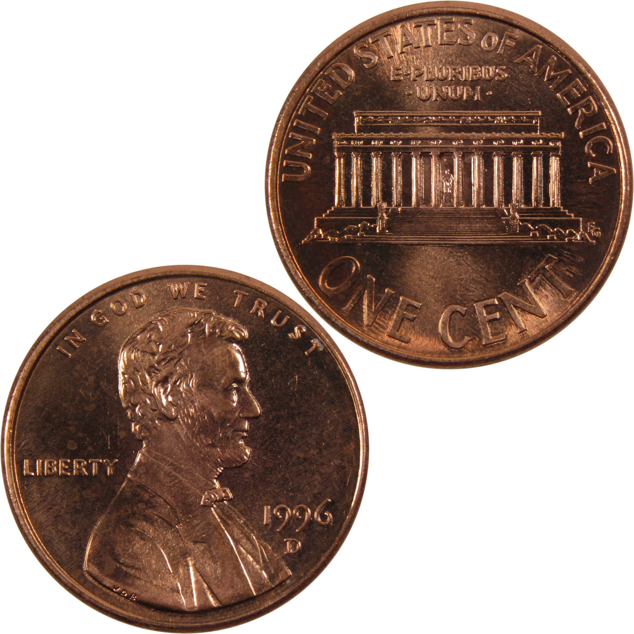 1996 D Lincoln Memorial Cent BU Uncirculated Penny 1c Coin