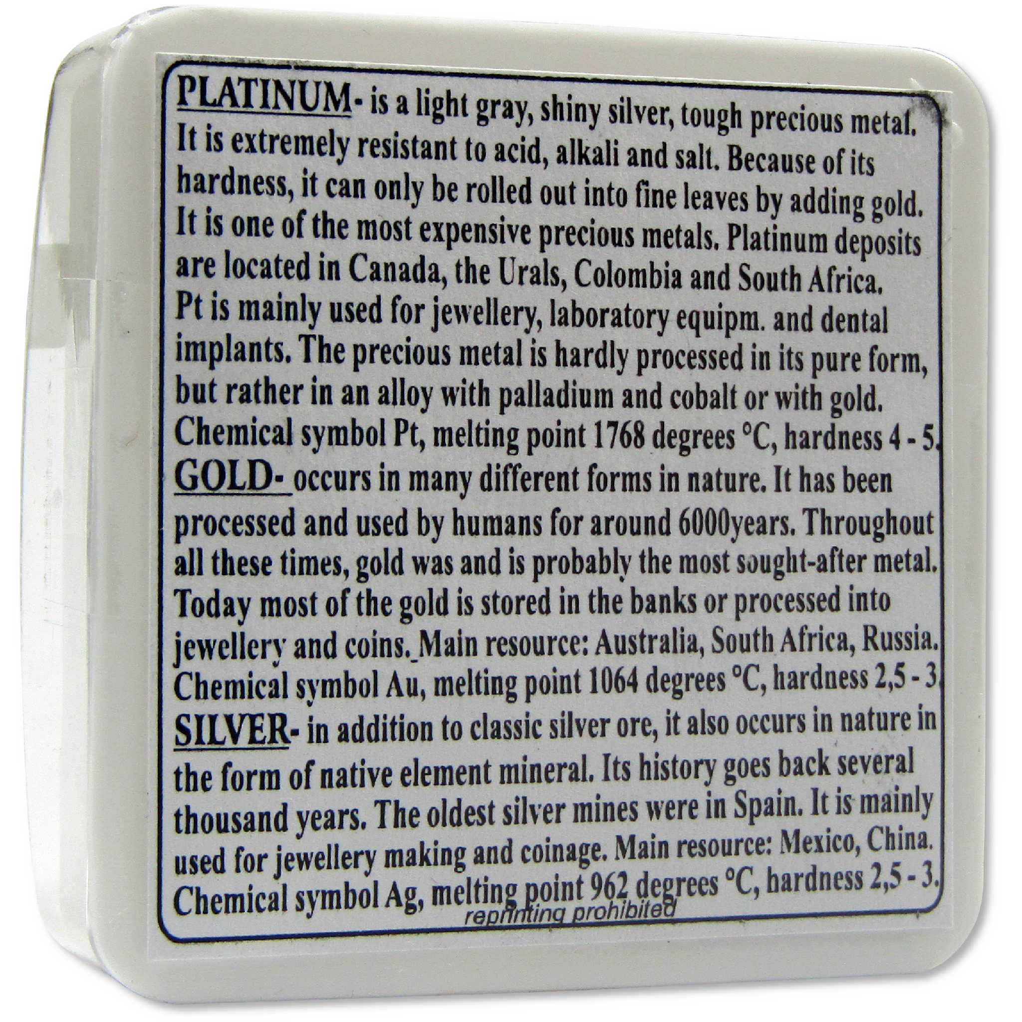 Platinum Gold and Silver Precious Metals Glass Vial Set