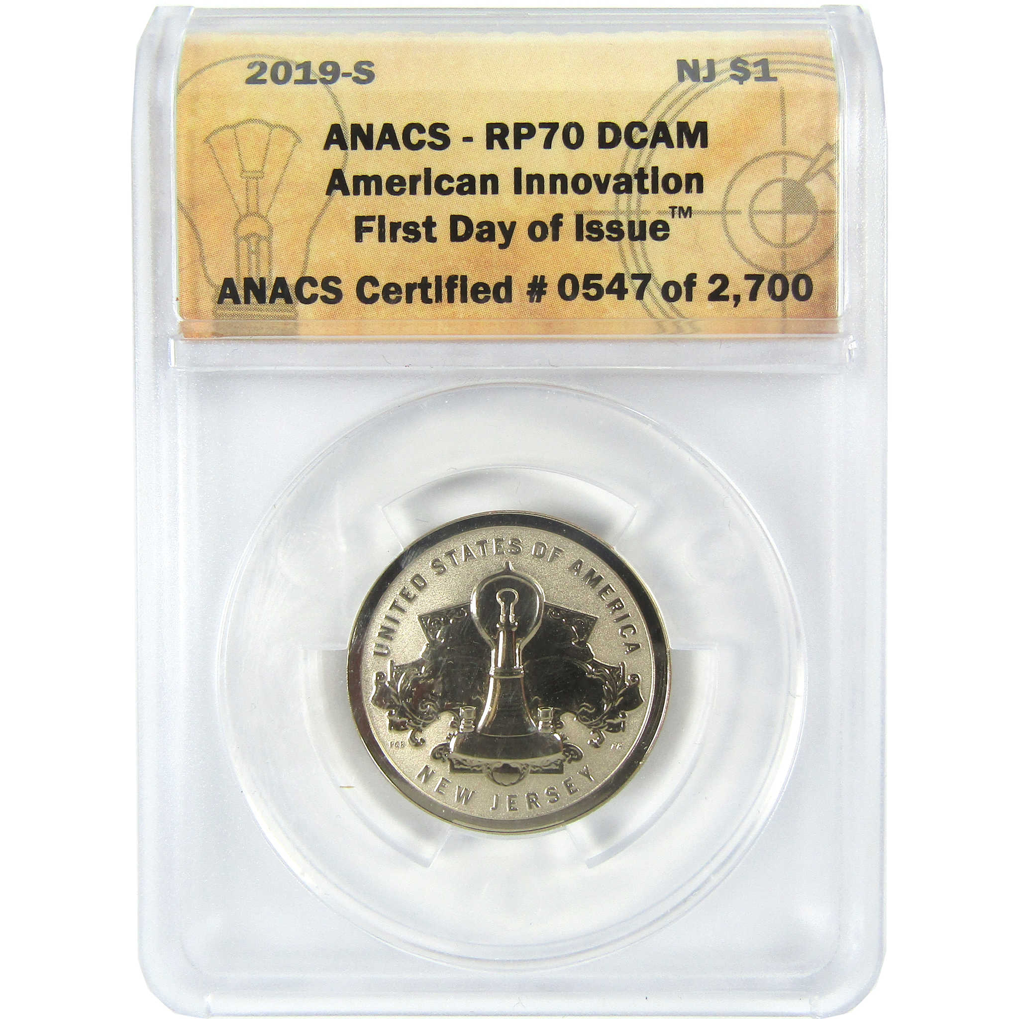 2019 S Light Bulb Innovation $1 RP 70 DCAM ANACS Rev Proof SKU:CPC9379