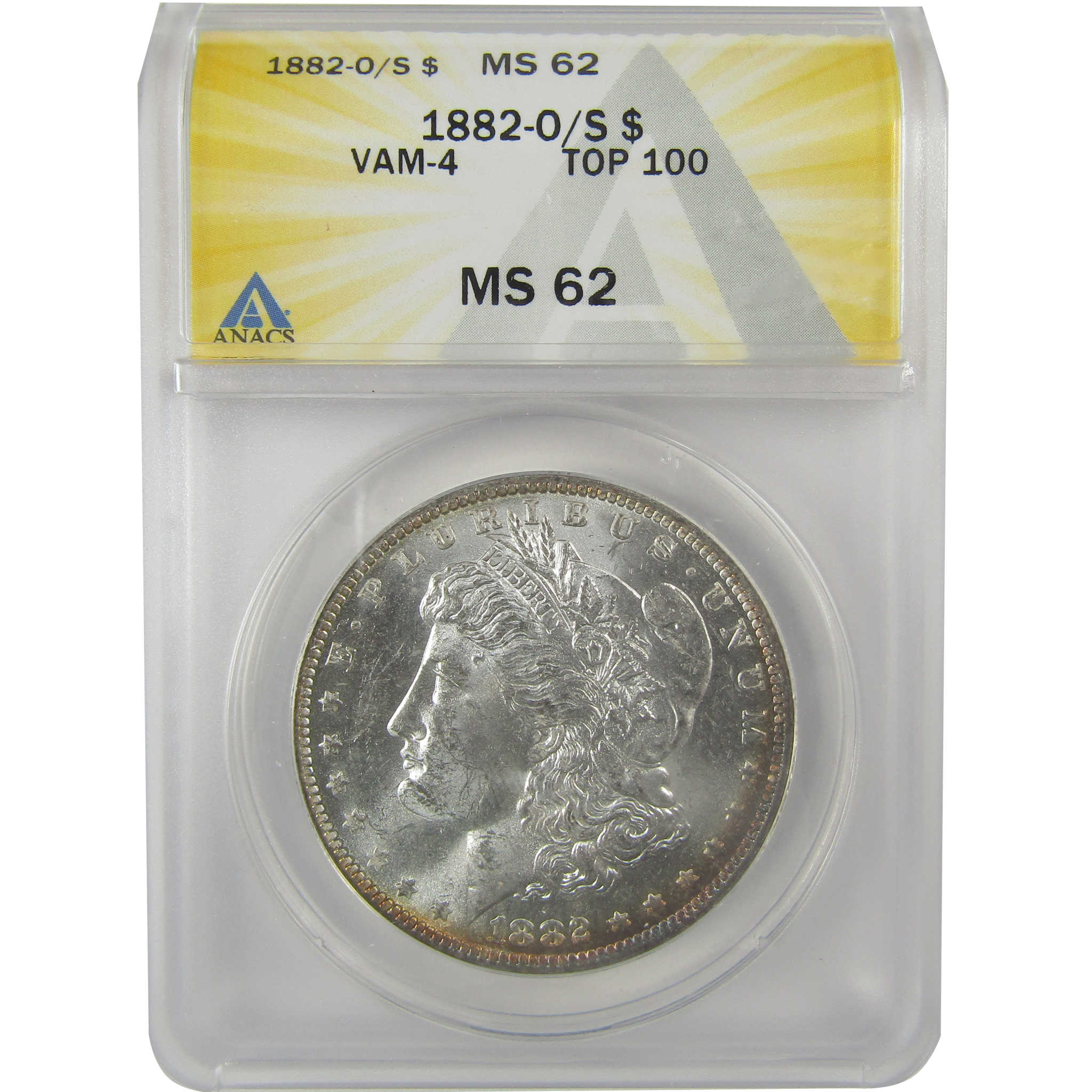 1882 O/S VAM-4 Recessed Top 100 Morgan Dollar MS 62 ANACS SKU:I21947 - Morgan coin - Morgan silver dollar - Morgan silver dollar for sale - Profile Coins &amp; Collectibles