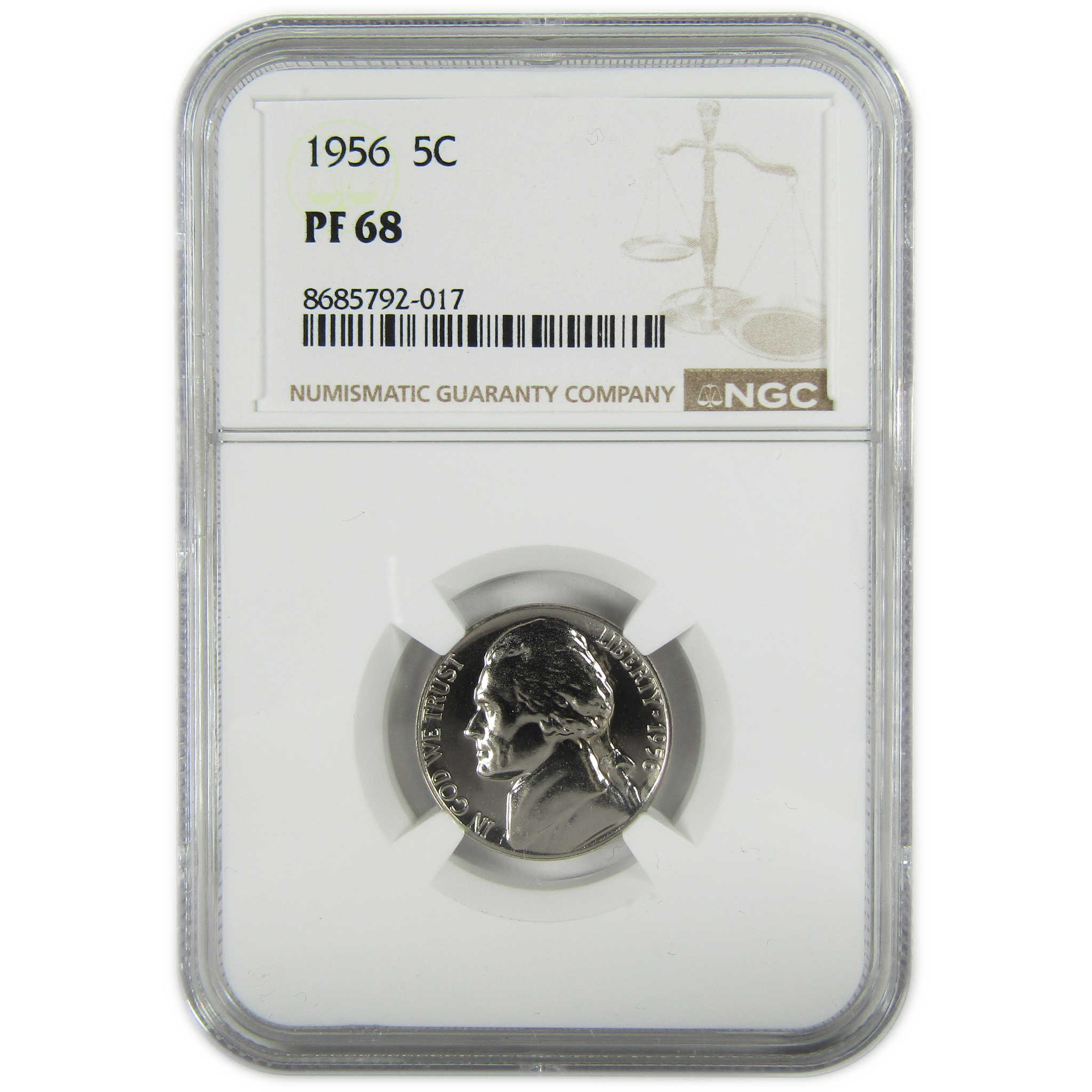 1956 Jefferson Nickel PF 68 NGC Proof 5c Coin Collectible SKU:I27382