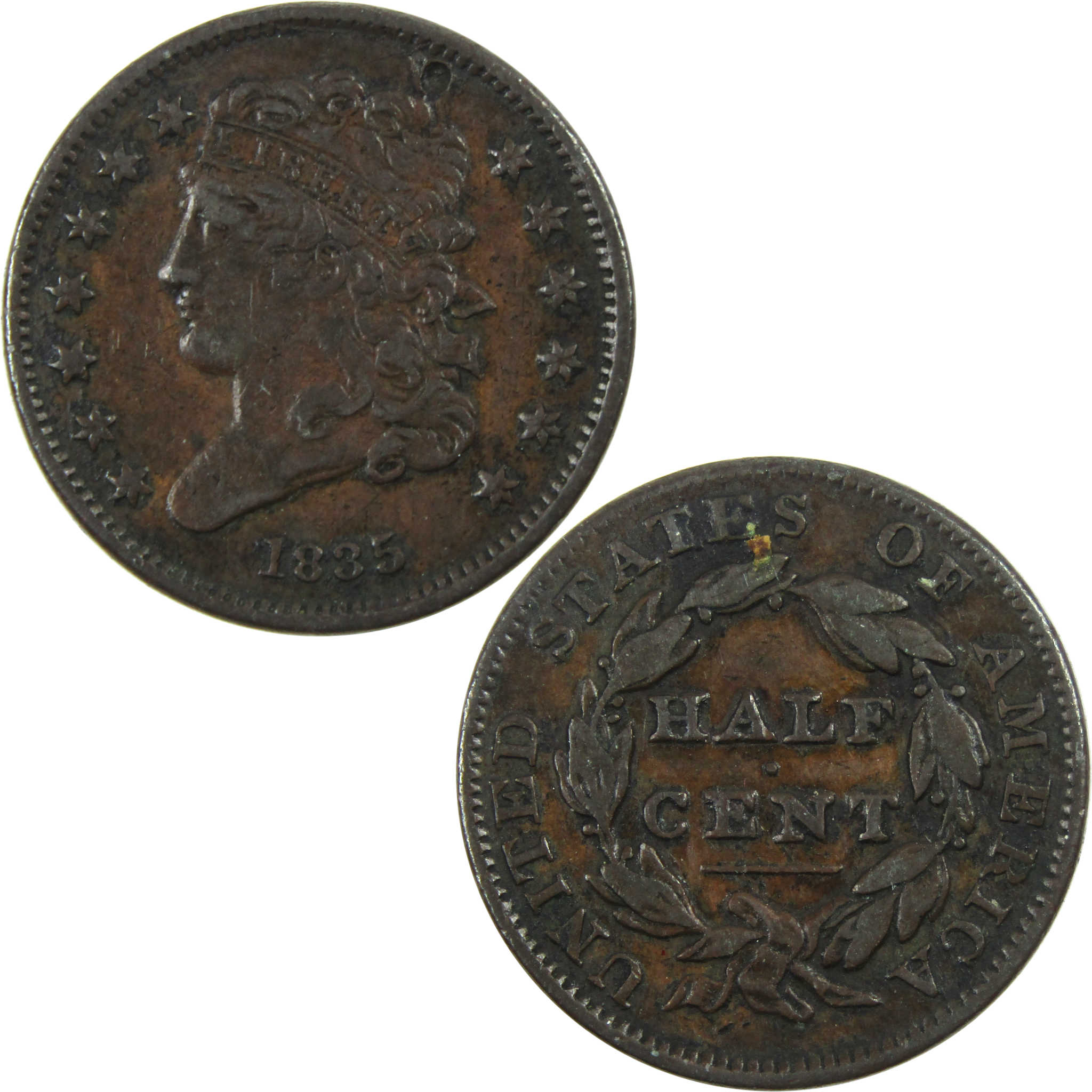 1835 Classic Head Half Cent XF Extremely Fine Details SKU:I13298