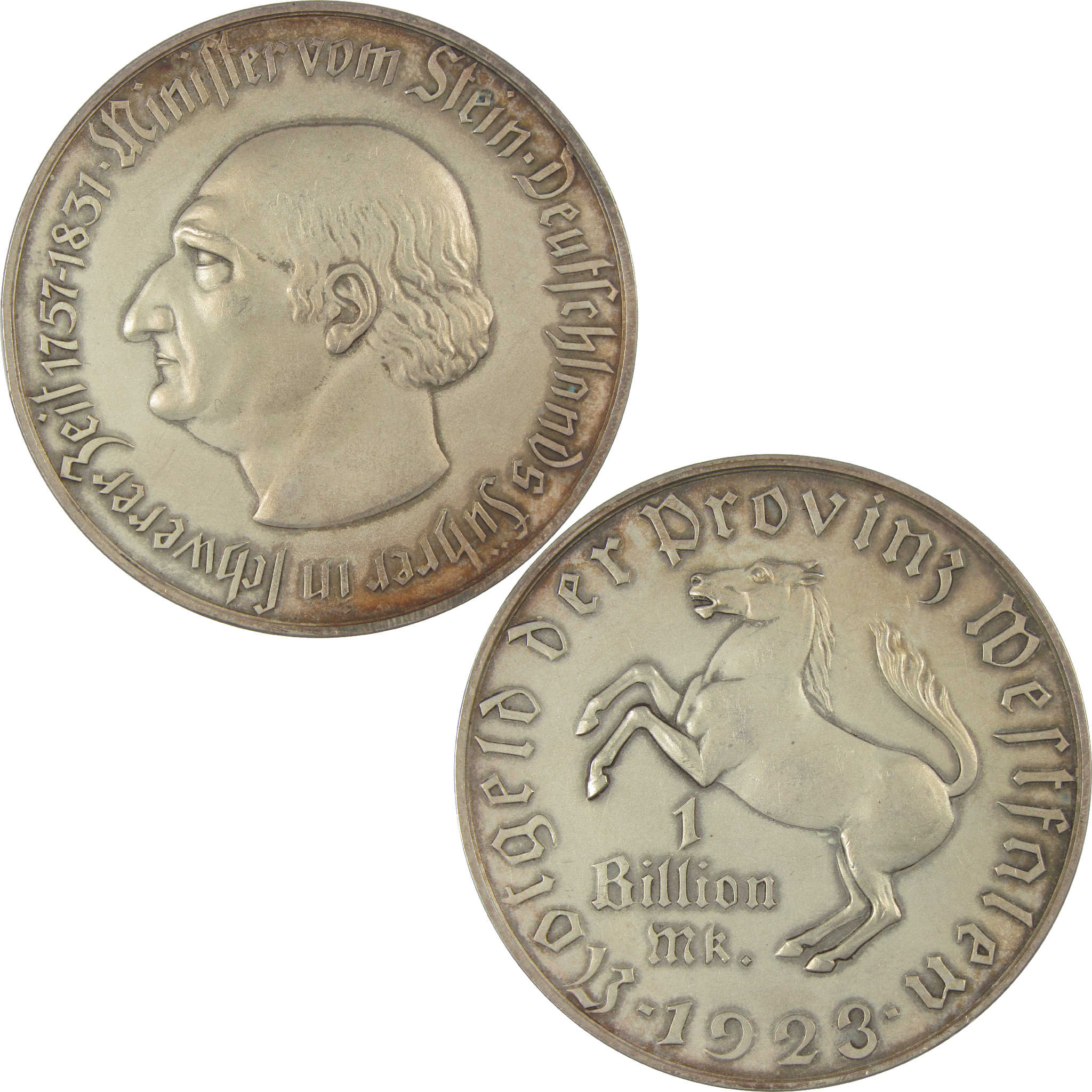 1923 Westphalia Baron vom Stein 1 Trillion Marks XF EF Extremely Fine