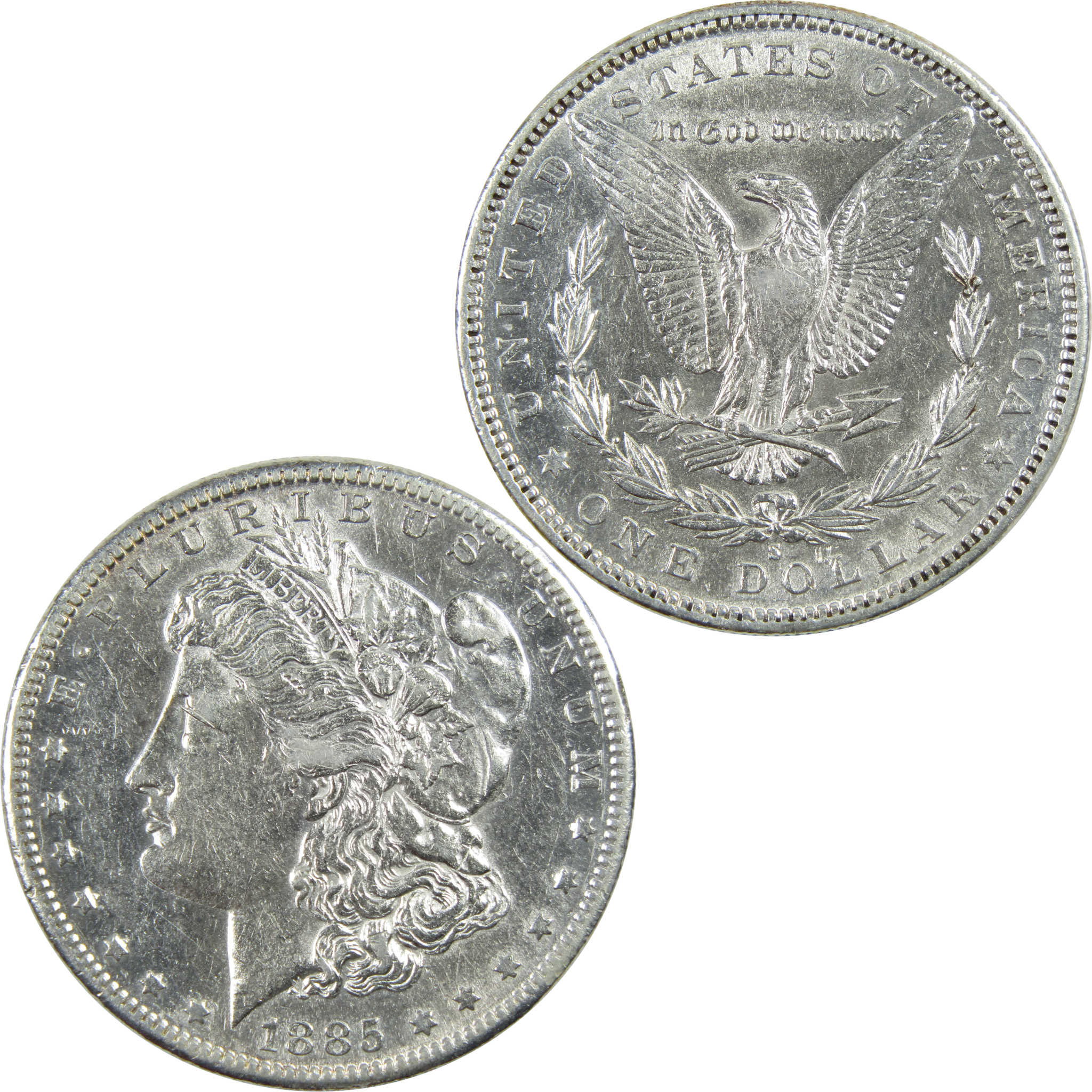 1885 S Morgan Dollar AU About Uncirculated Details Silver SKU:I11697 - Morgan coin - Morgan silver dollar - Morgan silver dollar for sale - Profile Coins &amp; Collectibles