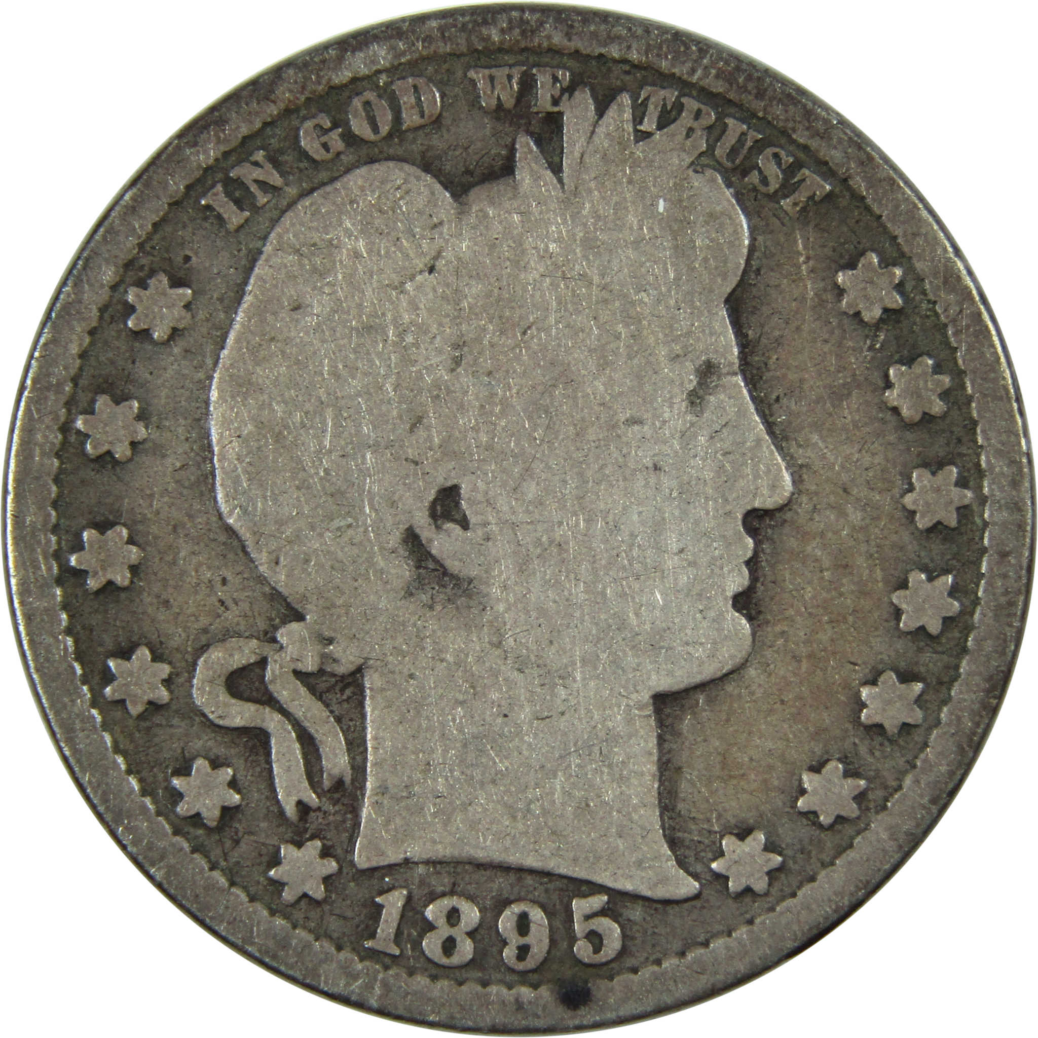 1895 S Barber Quarter G Good Silver 25c Coin SKU:I12420