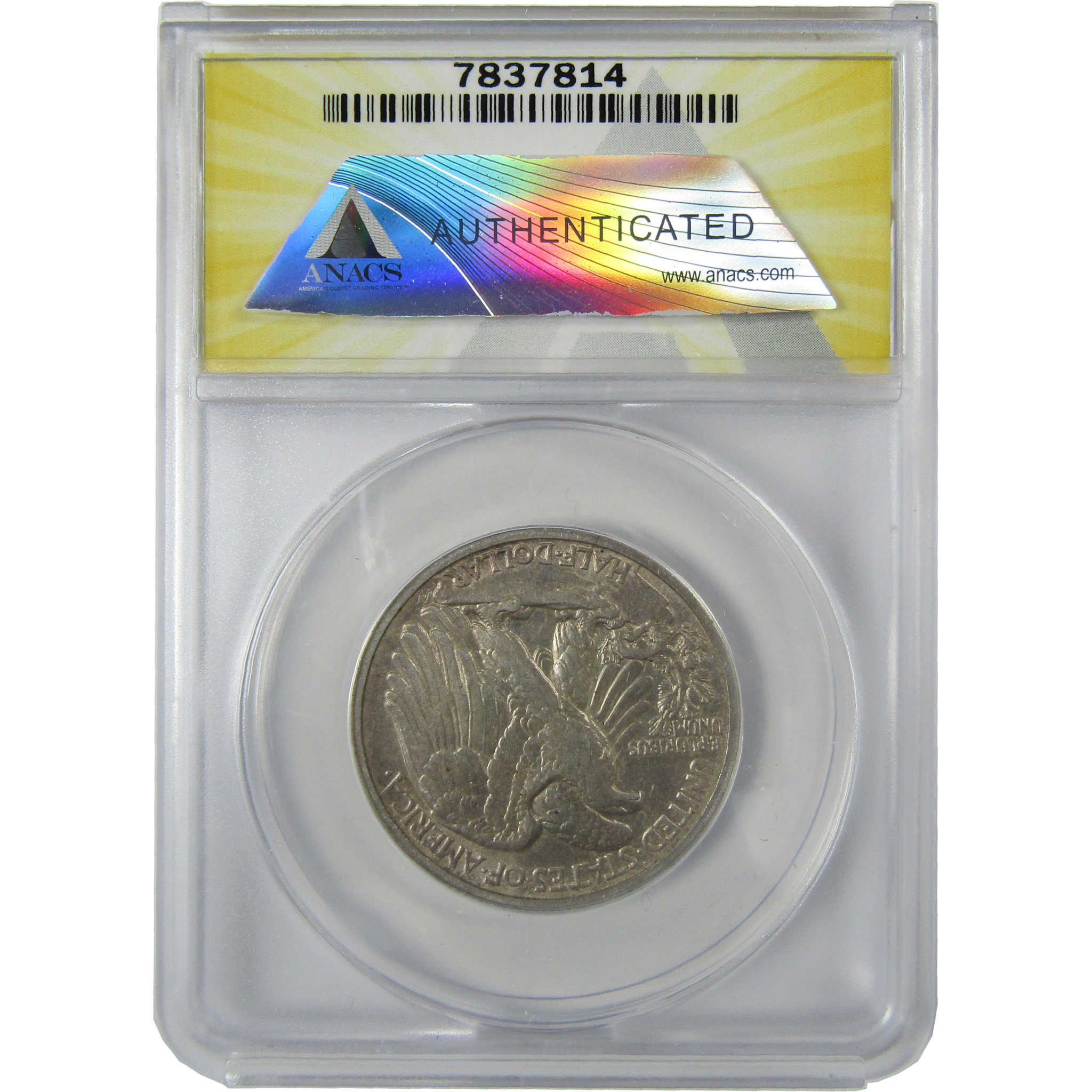 1916 D Liberty Walking Silver 50c EF 45 Details ANACS SKU:CP581