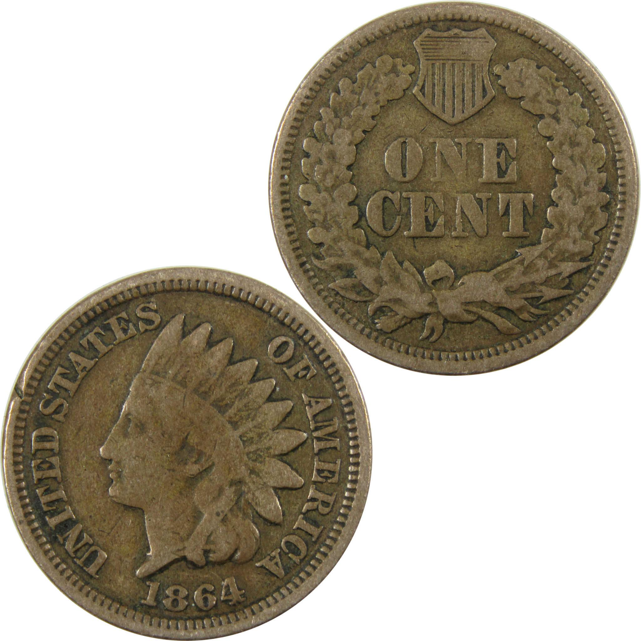 1864 Indian Head Copper-Nickel Cent VG Very Good Penny SKU:CP1125