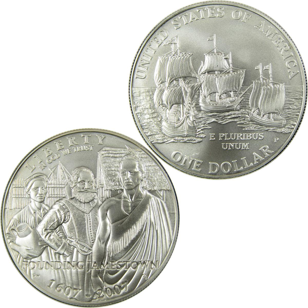 2007 P Jamestown Commemorative Silver Dollar Uncirculated $1 Coin