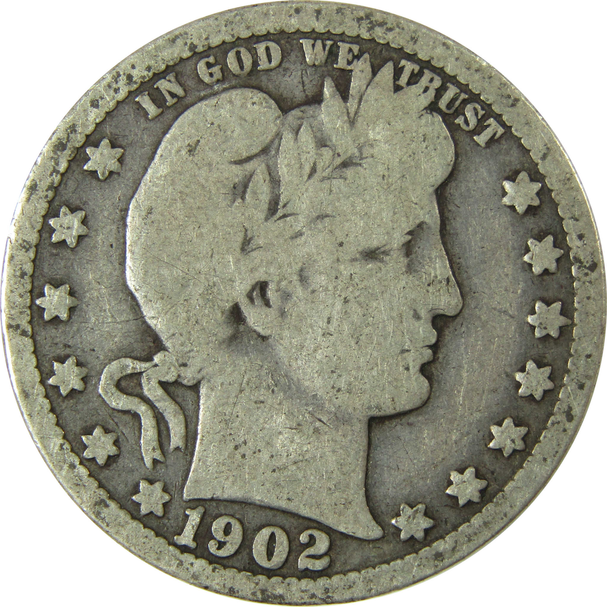 1902 O Barber Silver Quarter VG Very Good 25c Coin SKU:CP874