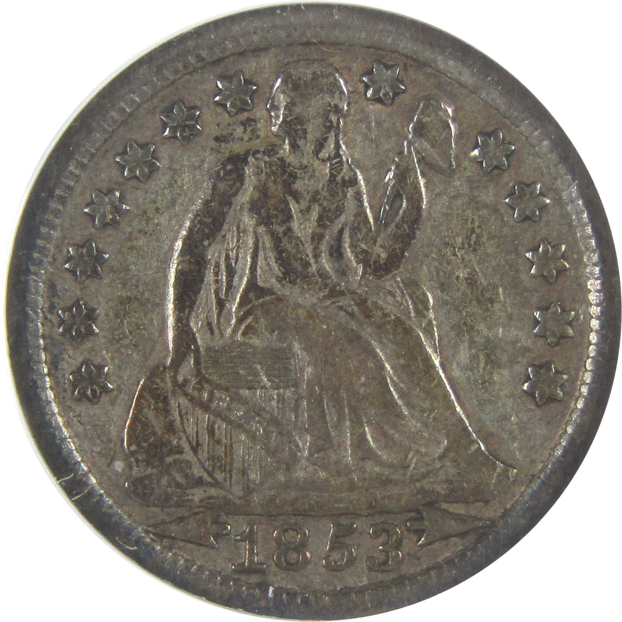 1853 Arrows Seated Liberty Dime F 15 ANACS Silver 10c Coin SKU:I16299