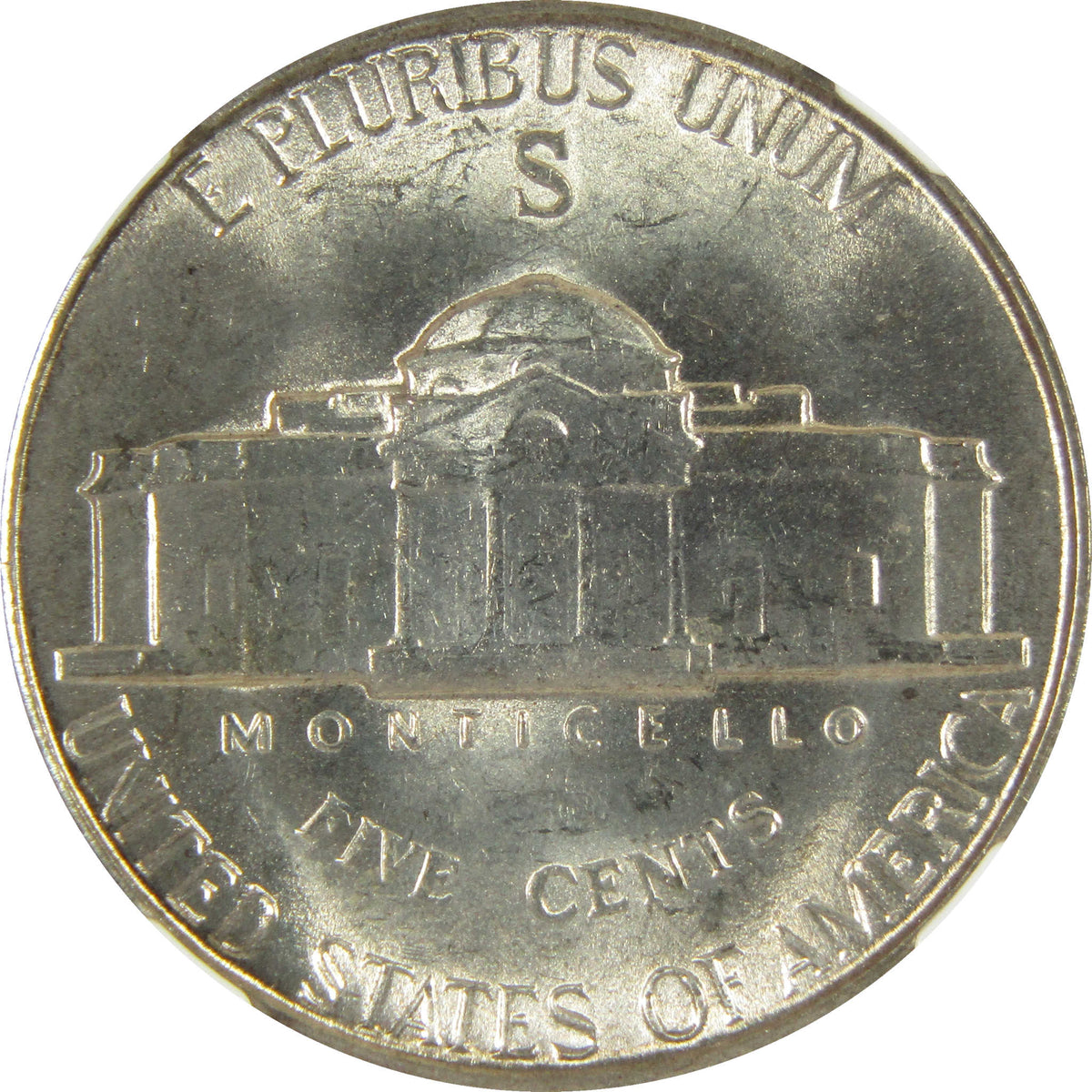 1945 S Jefferson Wartime Silver Nickel MS 66 NGC 5c Coin SKU:I28832
