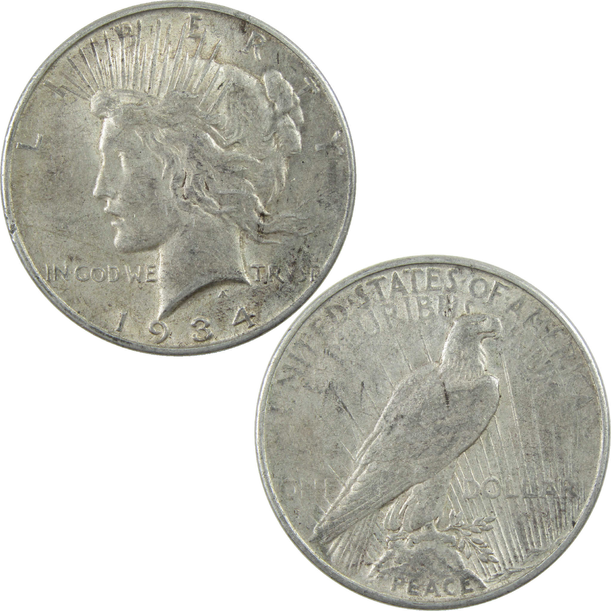1934 D Peace Dollar XF EF Extremely Fine Silver $1 Coin SKU:I11813