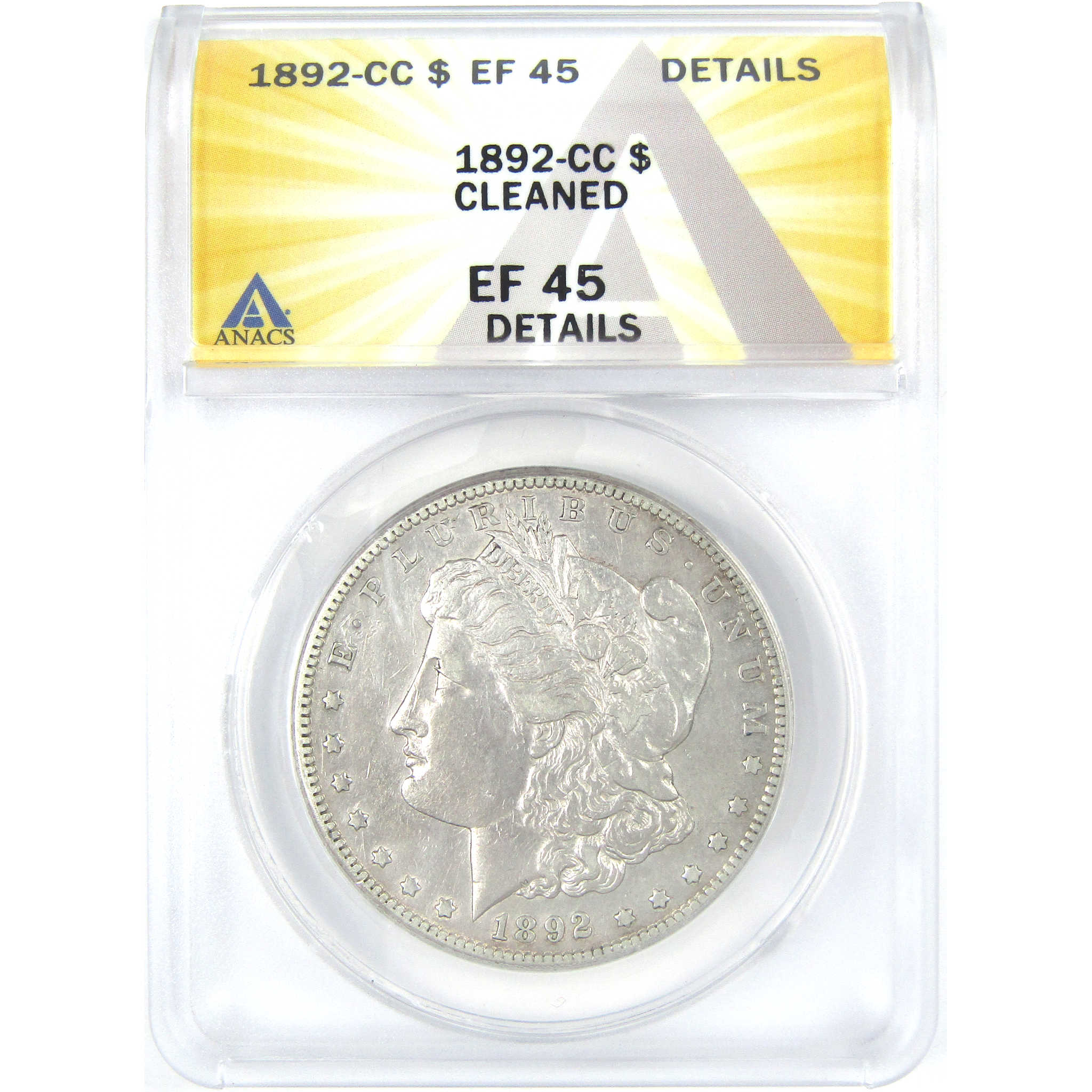 1892 CC Morgan Dollar EF 45 Details ANACS Silver $1 Coin SKU:I16206 - Morgan coin - Morgan silver dollar - Morgan silver dollar for sale - Profile Coins &amp; Collectibles