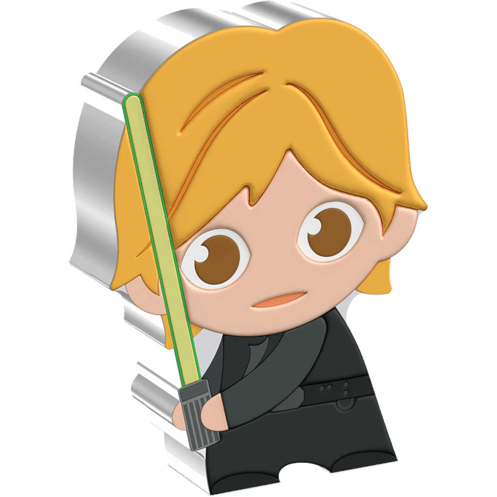 Star Wars Luke Skywalker Chibi 1 oz .999 Silver $2 COA SKU:OPC156