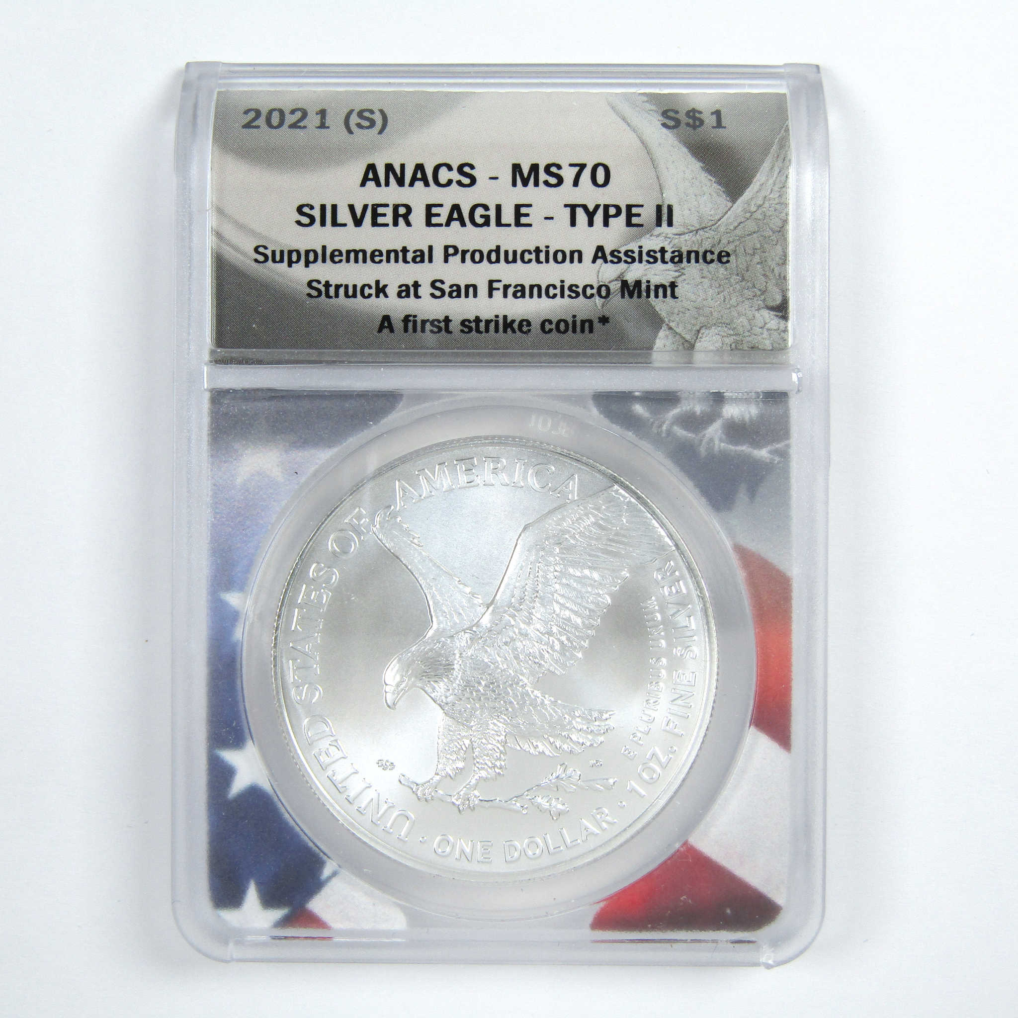 2021 (S) Type 2 American Silver Eagle MS 70 ANACS $1 SKU:CPC7823