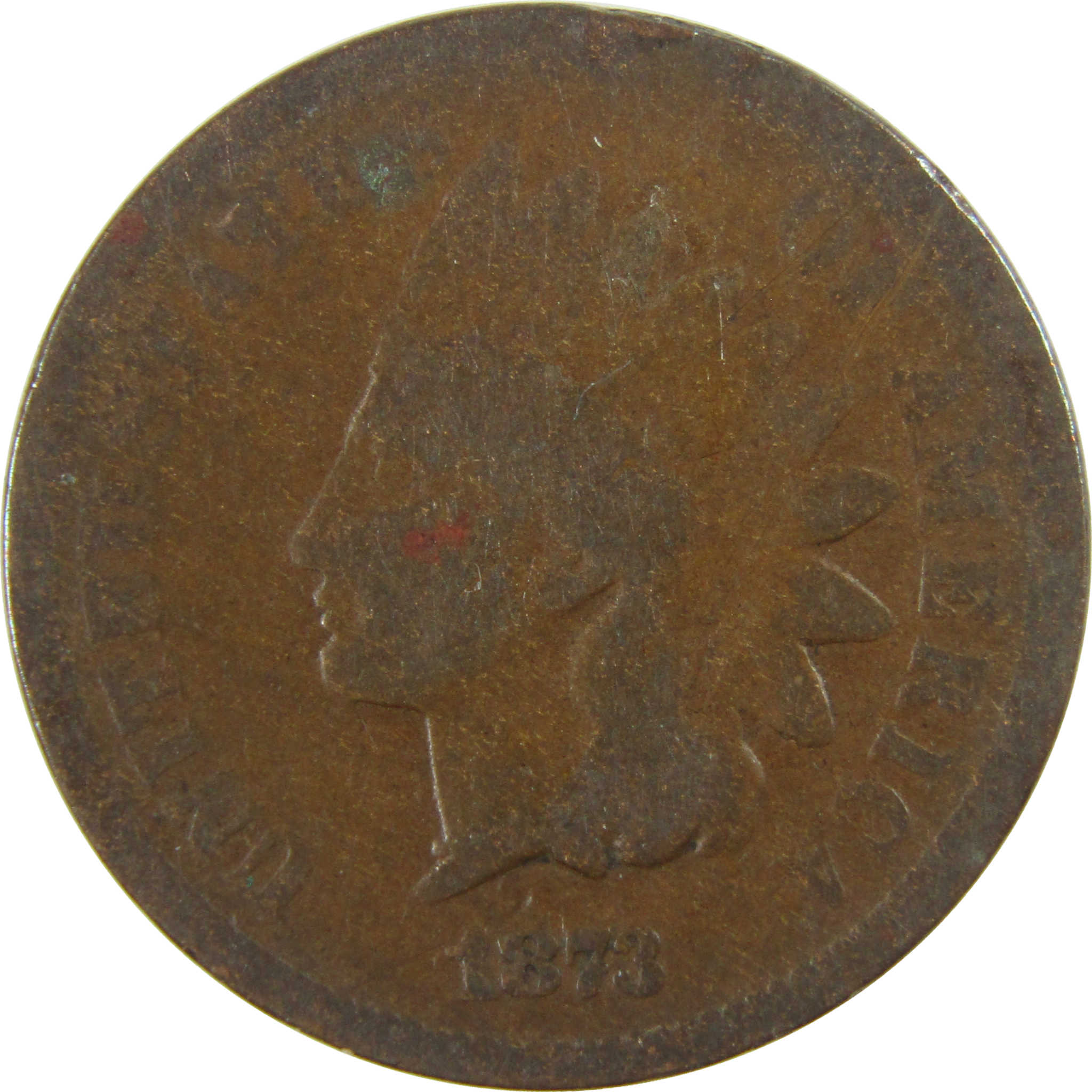 1873 Open 3 Indian Head Cent G Good Penny 1c Coin SKU:I28229