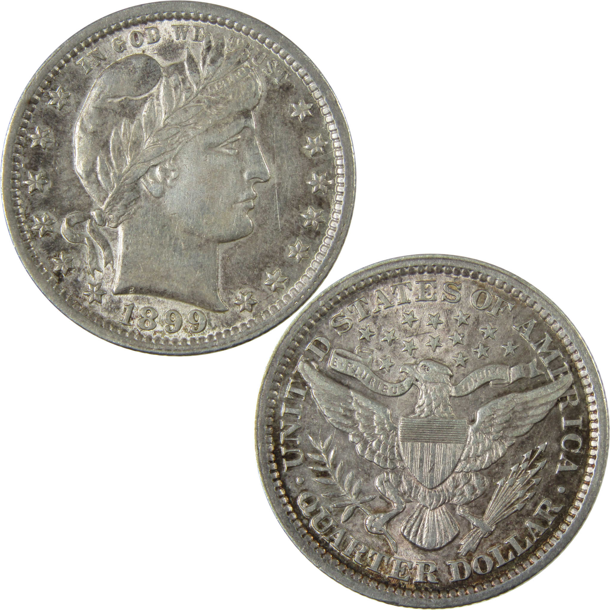 1899 Barber Silver Quarter AU About Uncirculated Details SKU:CP894