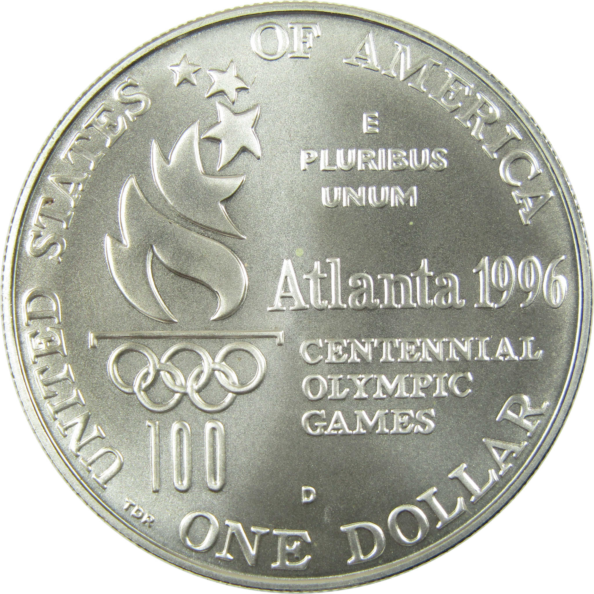 1996 D Atlanta Olympic Tennis Commemorative Silver Dollar Uncirculated