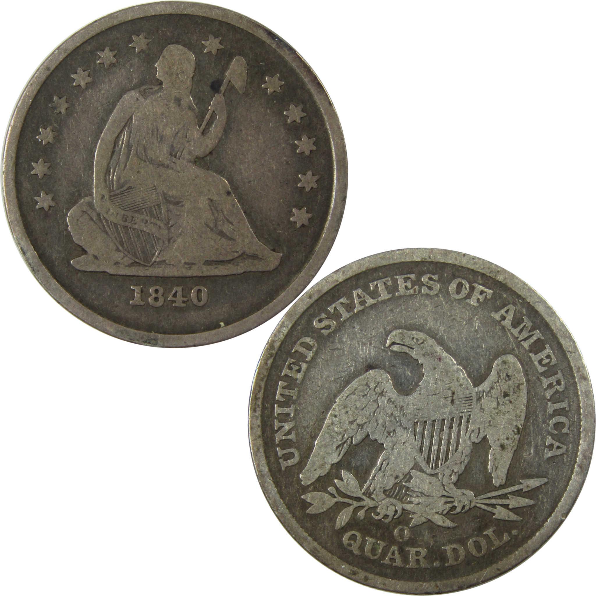 1840 O No Drapery Seated Liberty Silver Quarter F Fine SKU:I25378
