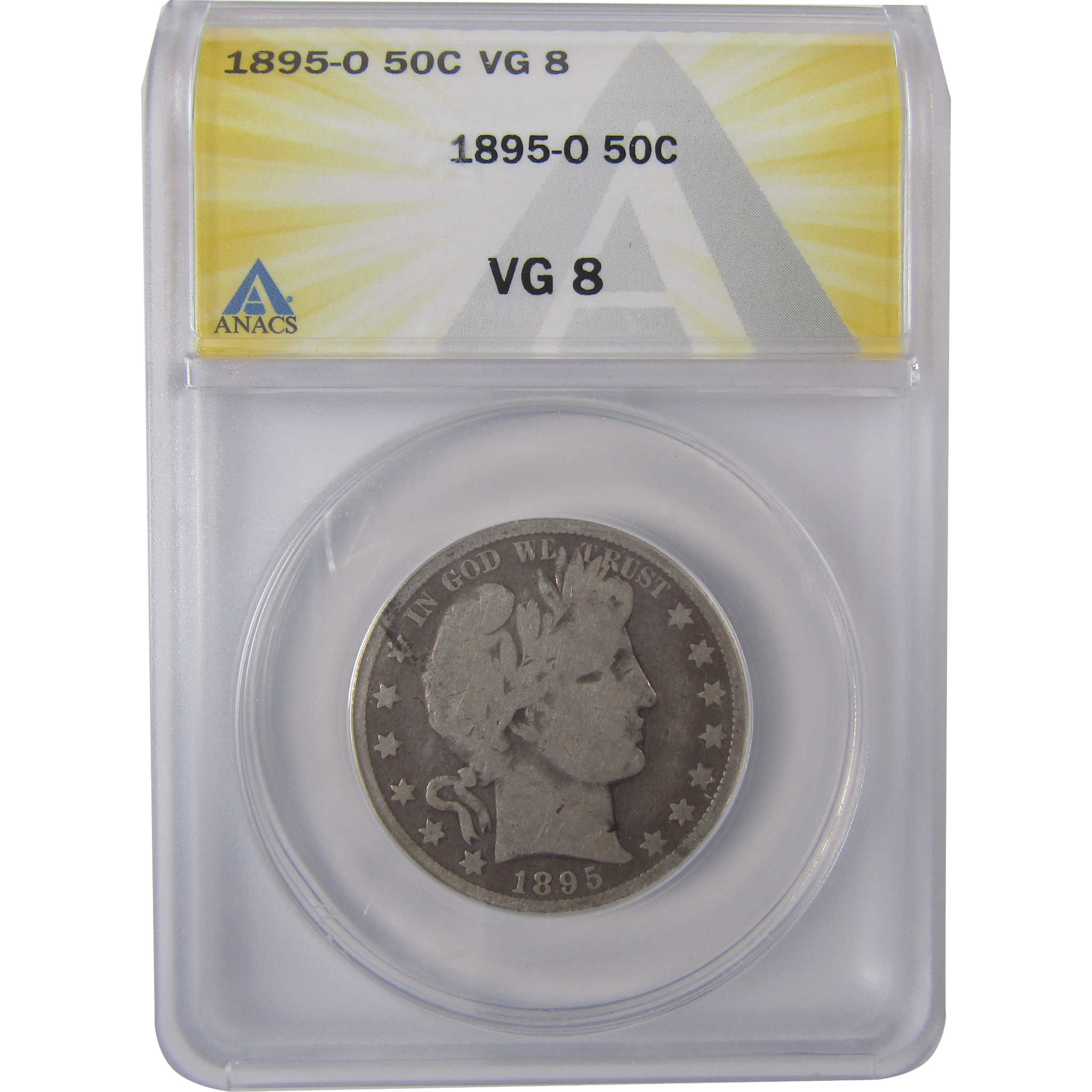 1895 O Barber Half Dollar VG 8 ANACS Silver 50c Coin SKU:I17463