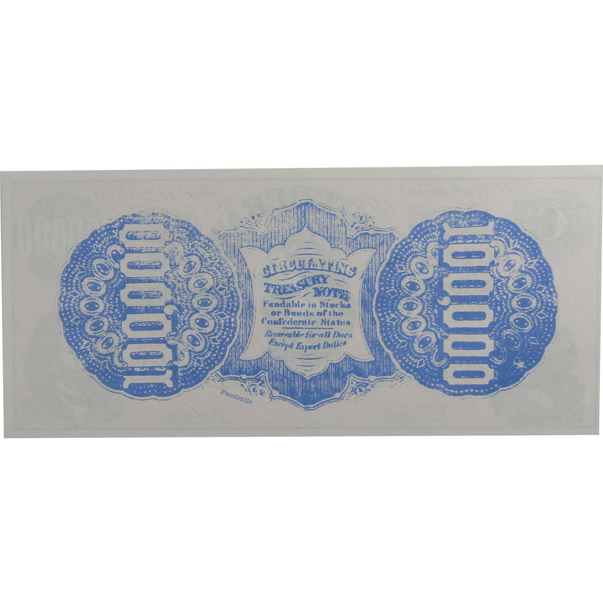 1864 Confederate Sates of America $100,000 Fantasy Note