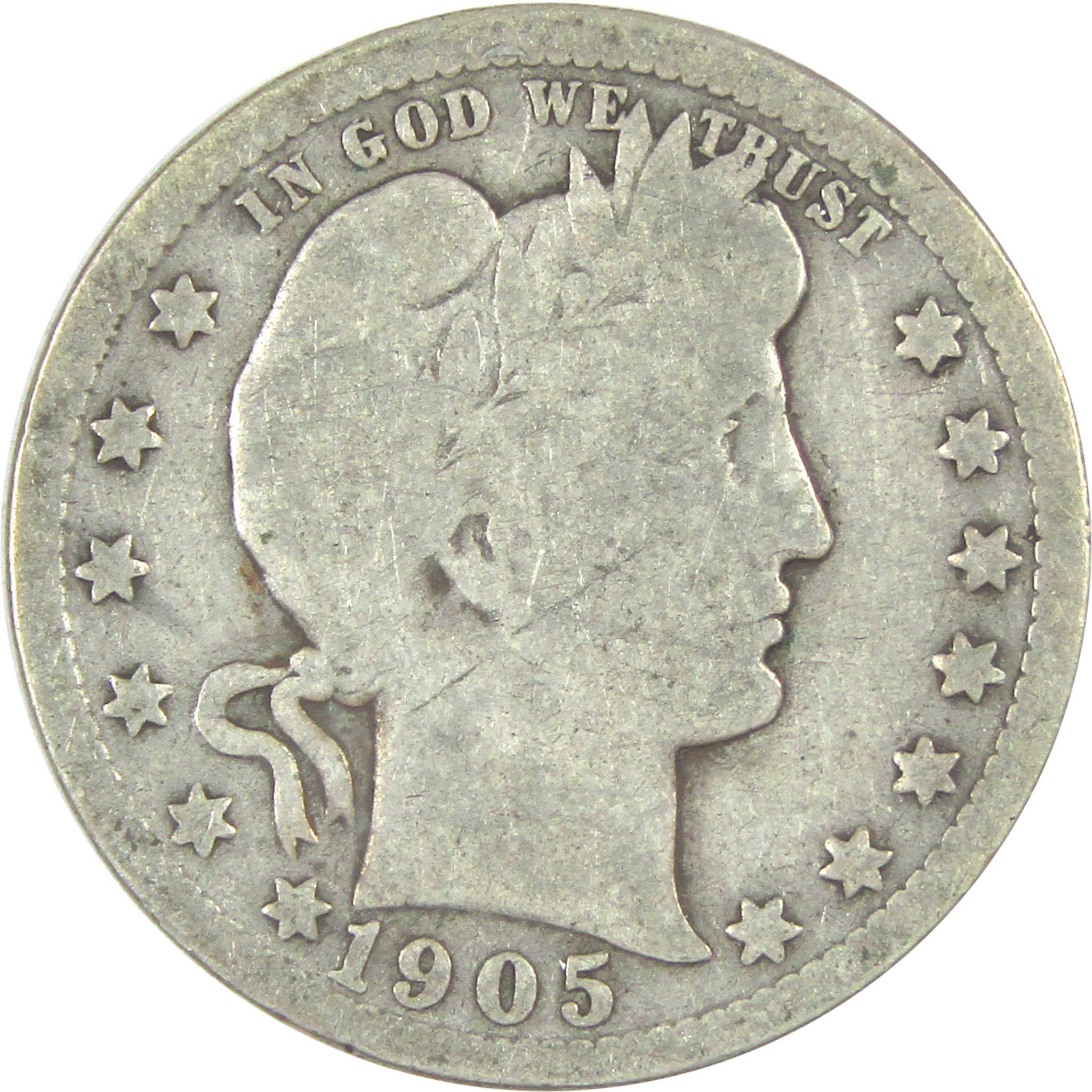 1905 Barber Quarter G Good Silver 25c Coin SKU:I15533