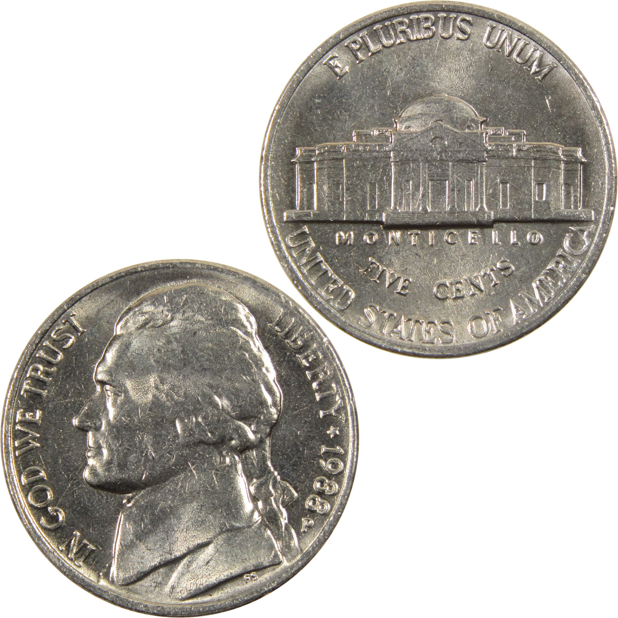 1988 P Jefferson Nickel BU Uncirculated 5c Coin