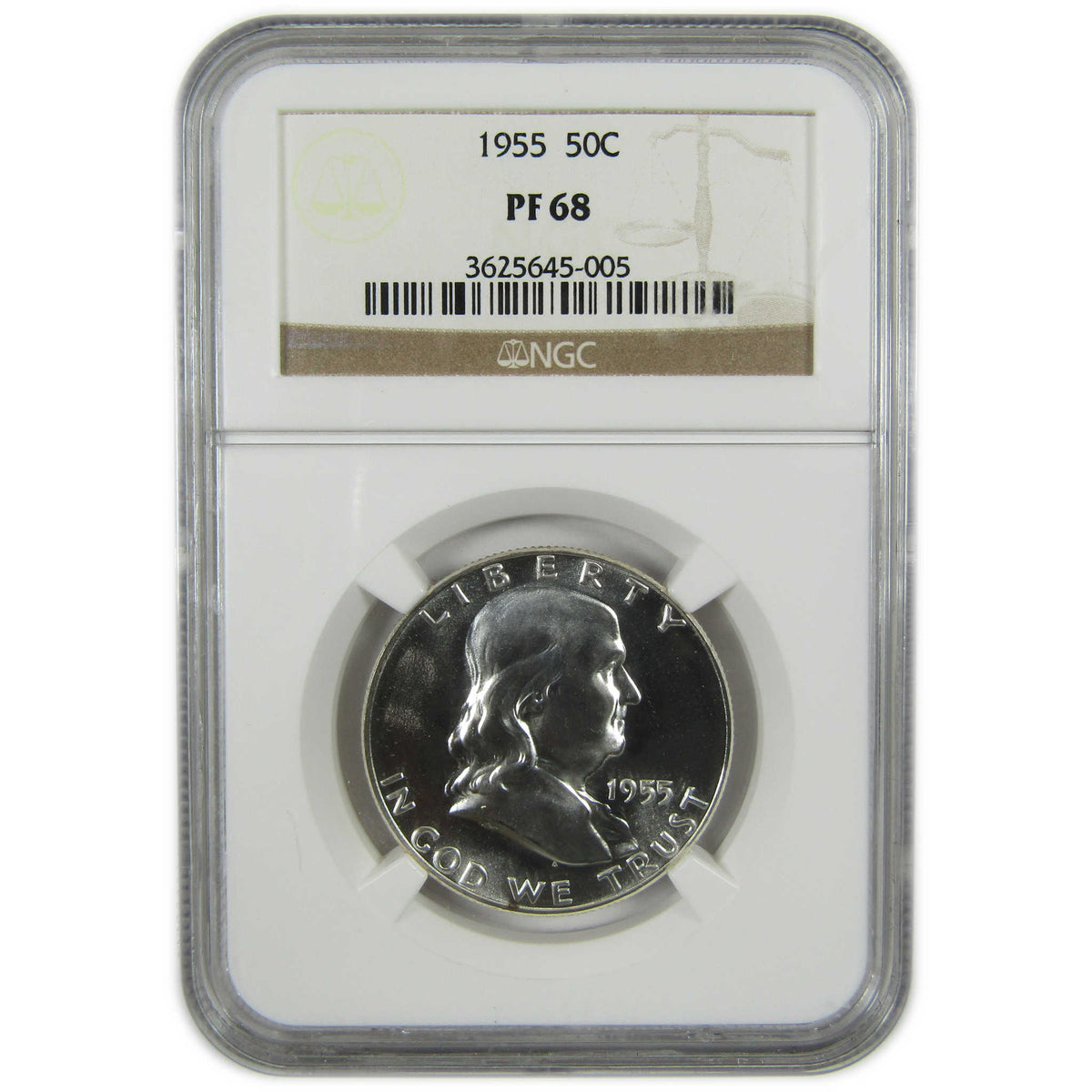 1955 Franklin Silver Half Dollar PF 68 NGC Proof 50c Coin SKU:I28797