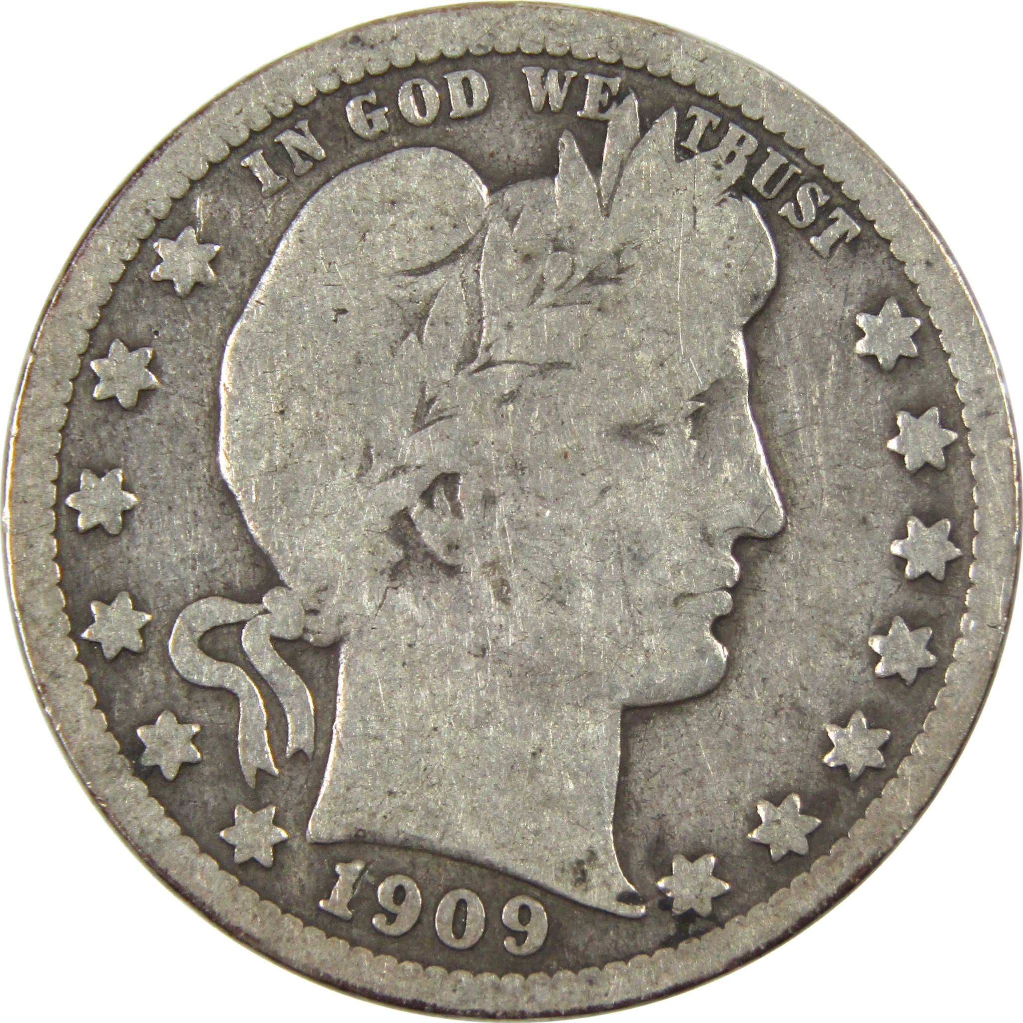 1909 O Barber Quarter VG Very Good Silver 25c Coin SKU:I14687