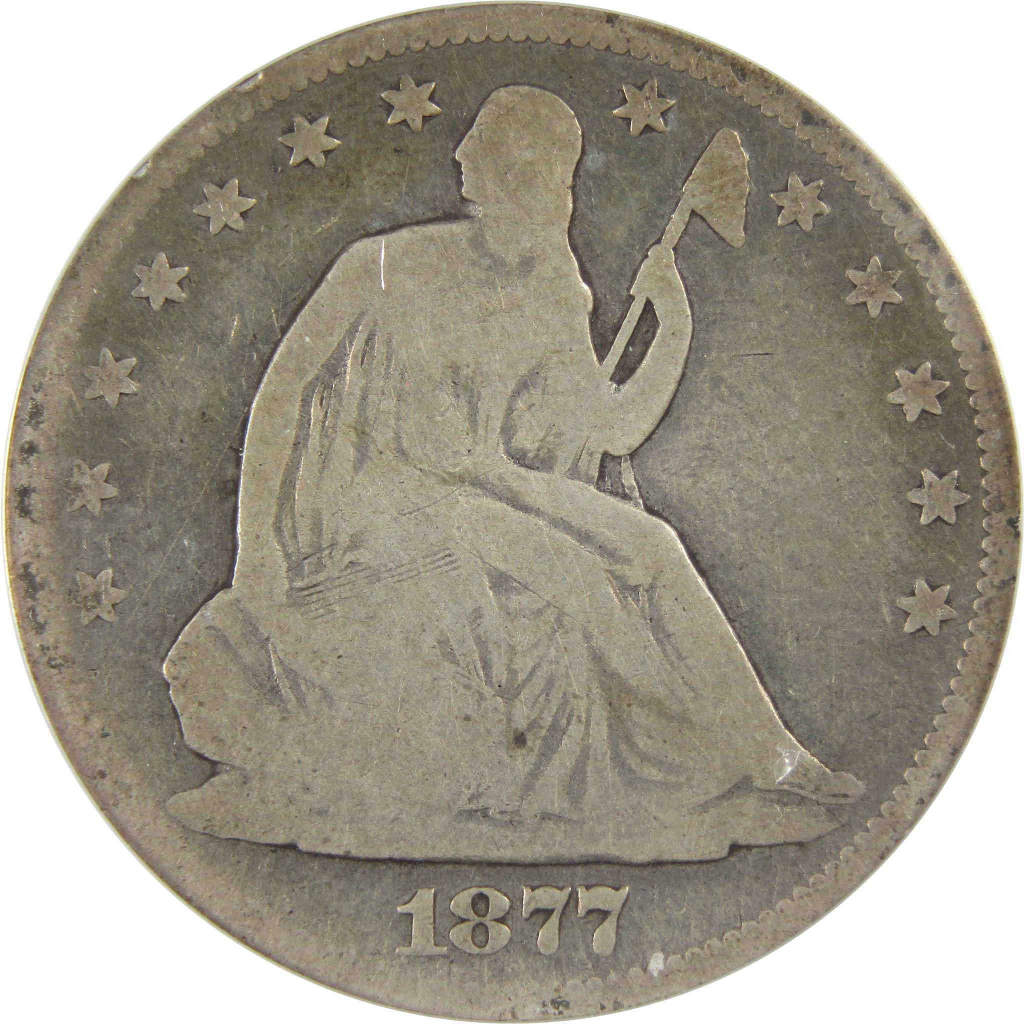 1877 S Seated Liberty Half Dollar G 4 Details ANACS Silver SKU:I12128